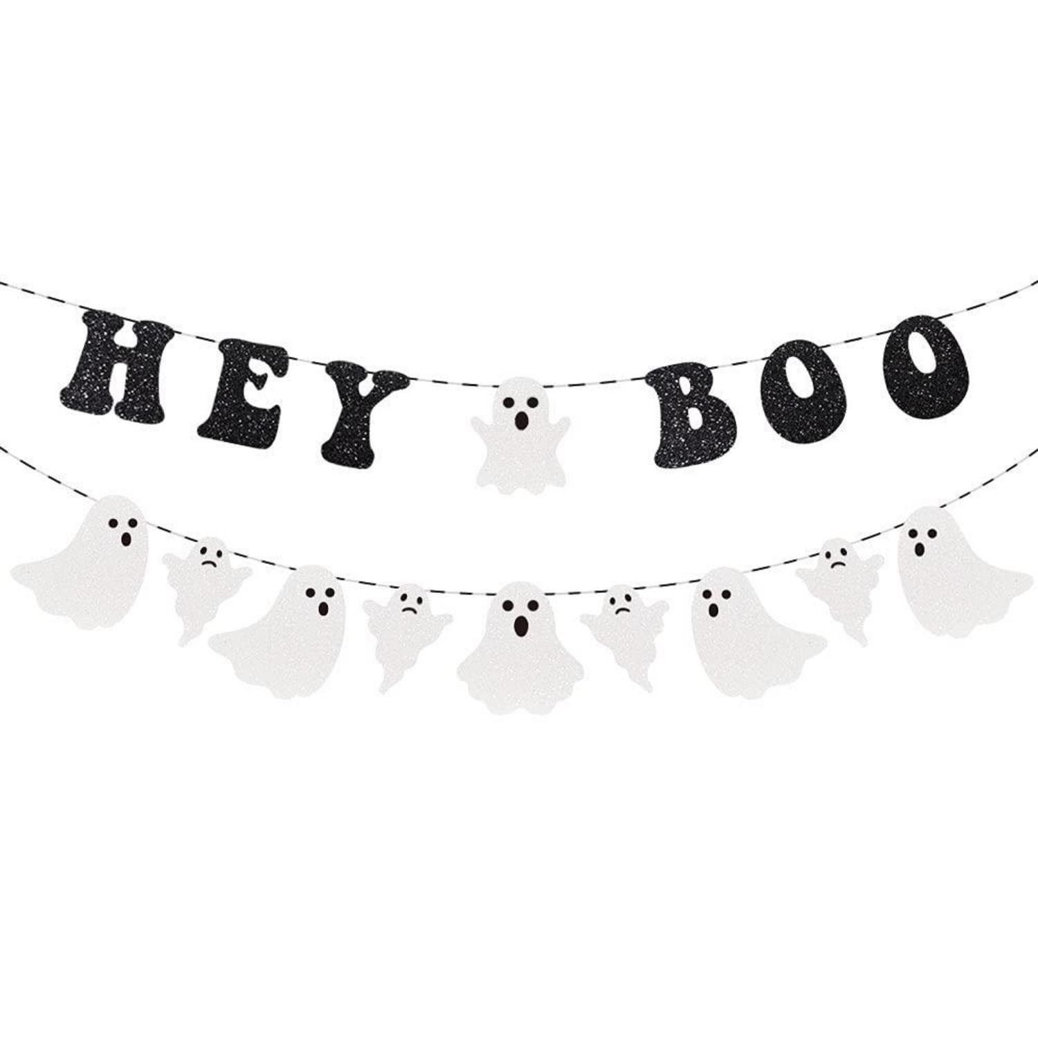 LuxusKollektion Girlande Halloween Girlande 2 Stk. Glitzer Hey Boo Geist Banner