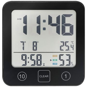 Eieruhr Bad und Küchenuhr mit Timer, Thermo-Hygrometer digital Timer Schwarz I