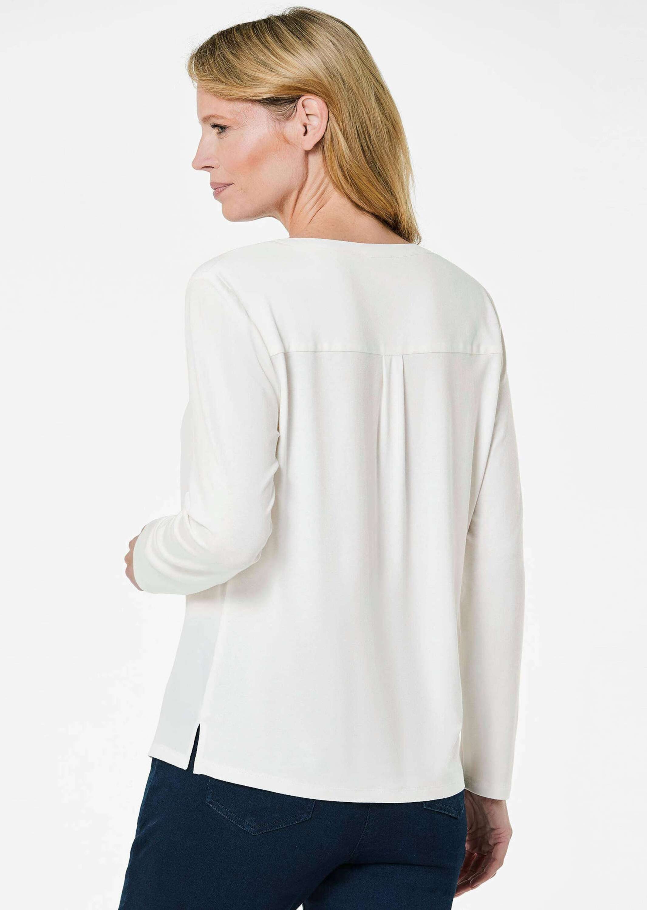 GOLDNER Shirtbluse Kurzgröße: Blusenshirt mit Chiffon-Einsatz günstig online kaufen