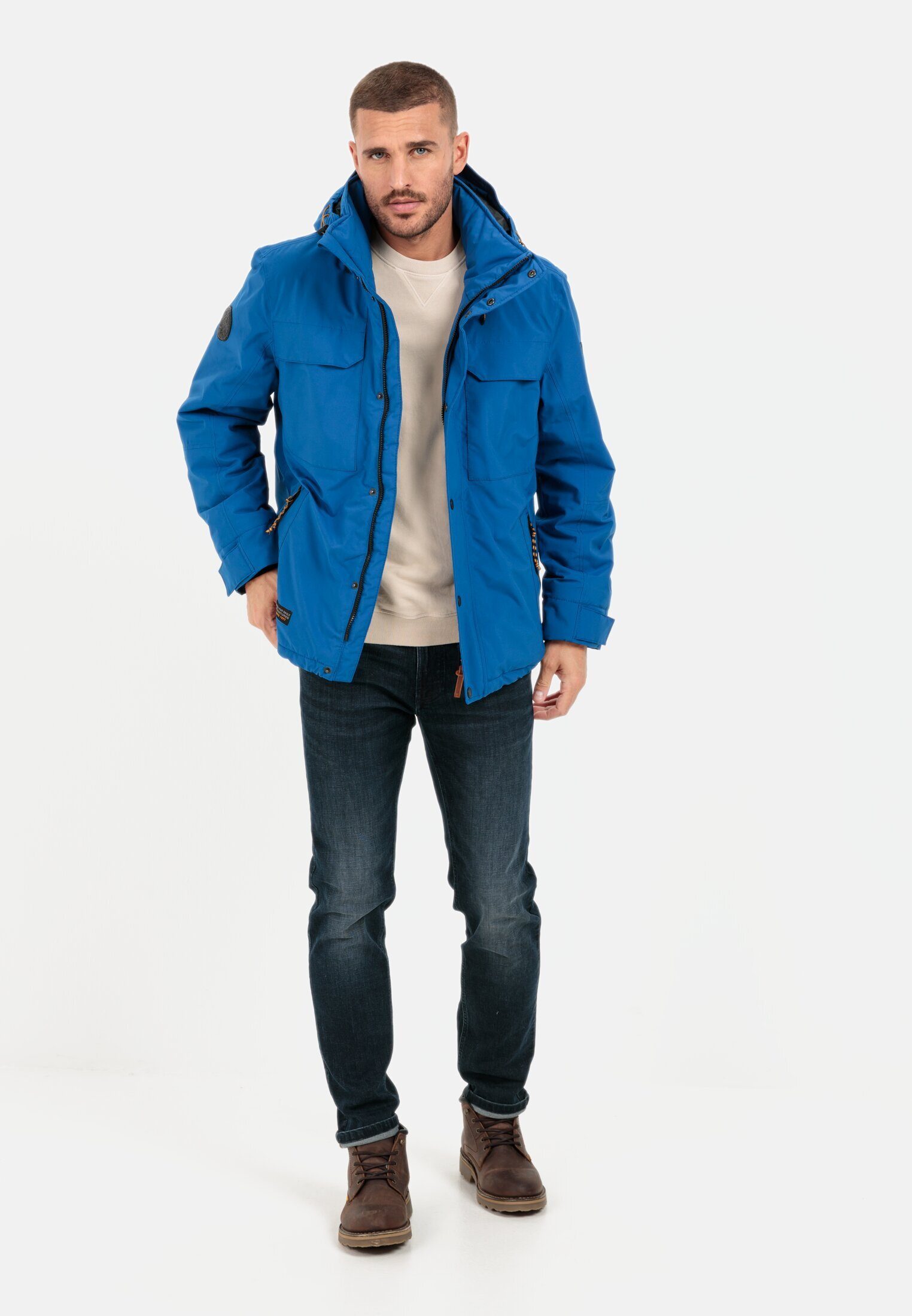 camel active Funktionsjacke mit abnehmbarer Kapuze Langarm Reflektierende Details