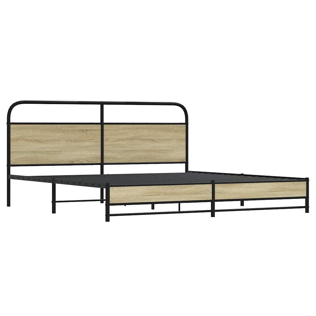 vidaXL Bett Metallbett ohne Matratze Sonoma-Eiche günstig online kaufen