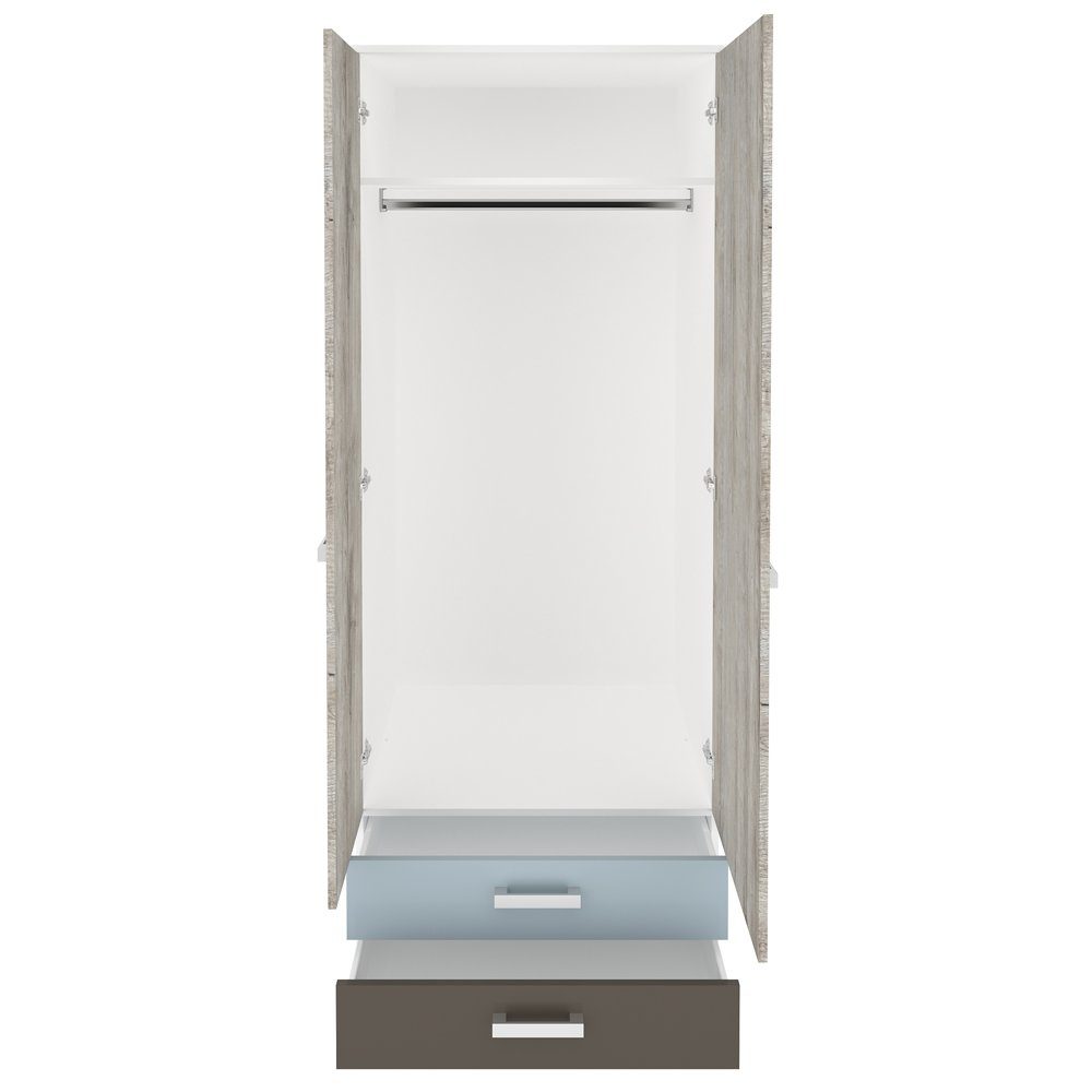 Lomadox Kleiderschrank LEEDS-10 Sandeiche Nb./weiß/Lava/Denim 75,6/193,5/60,0 cm – Bild 5 von 5