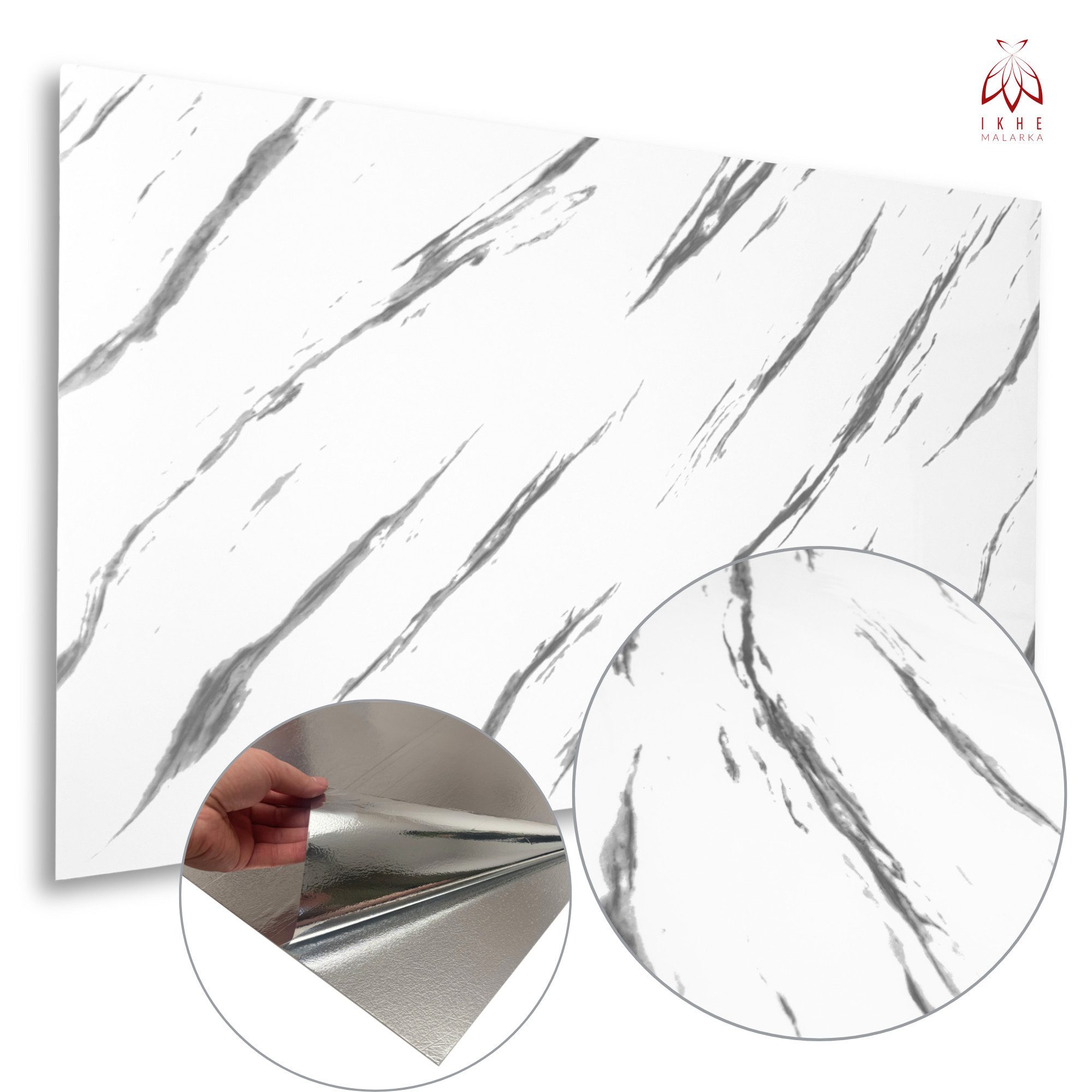 IKHEMalarka Wandpaneel Lamellen Selbstklebend 100x60 cm – PVC + PE-Schaum, 2,8 mm, Betonoptik, BxL: 60x100 cm, 0,6 qm, (1 Paneel = 100 × 60 cm (0,60qm) Tapete Marmor Struktur