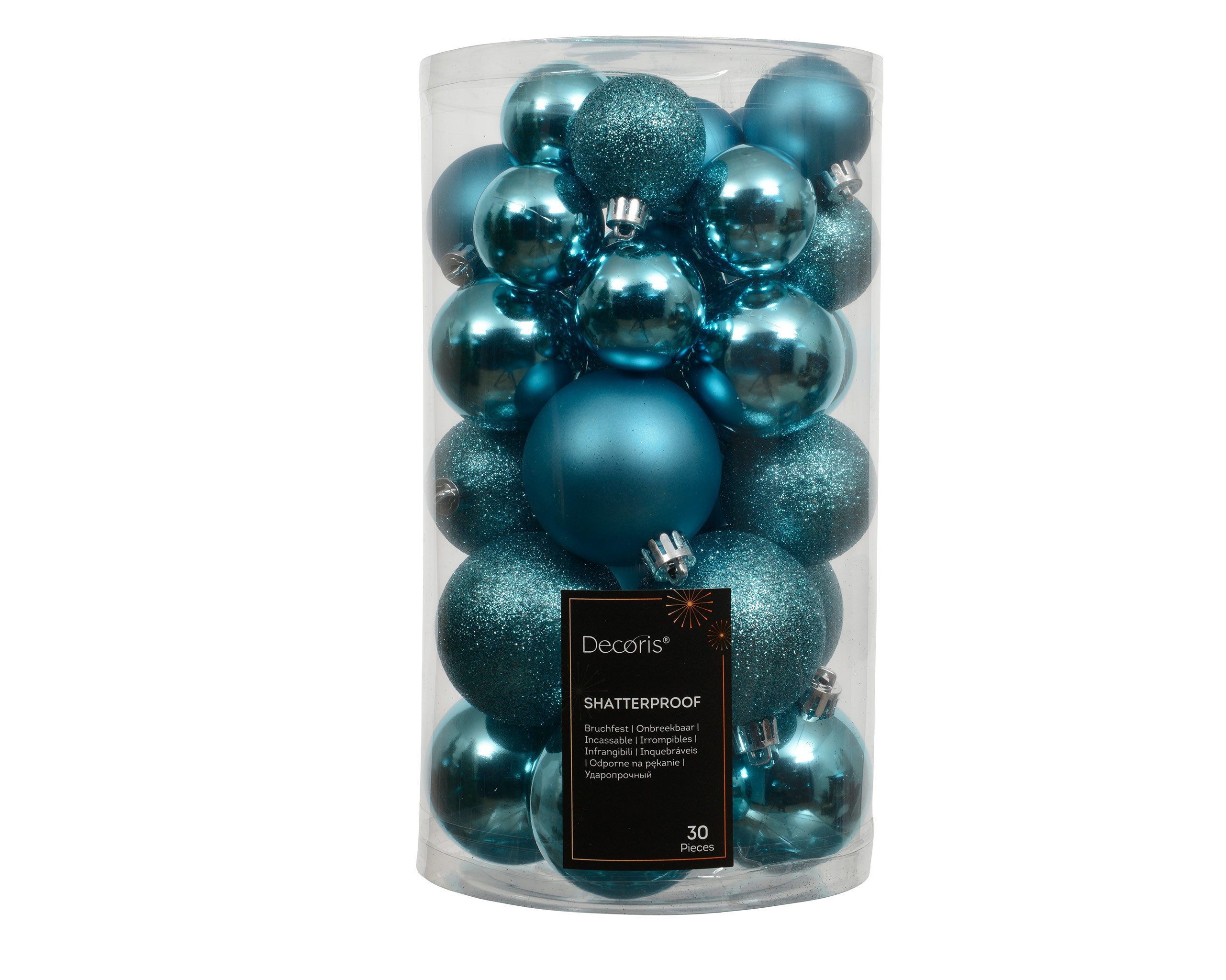 Kaemingk Weihnachtsbaumkugel, Weihnachtskugeln Kunststoff 4-6cm Mix 30er Set - Folkloreblau