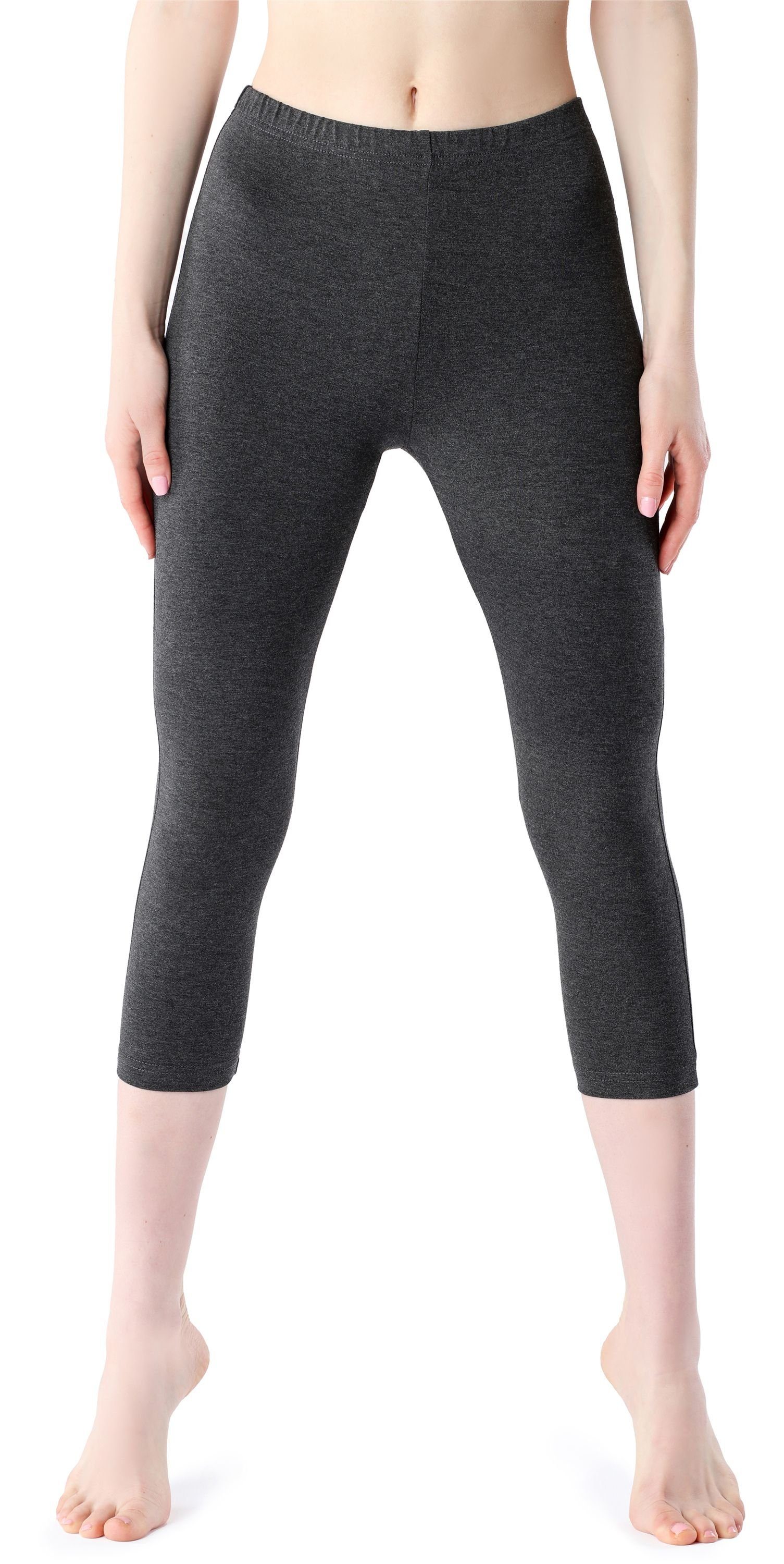 Dunkelmelange Bellivalini Bund (1-tlg) Leggings Leggings aus 3/4 Damen Viskose BLV50-204 elastischer