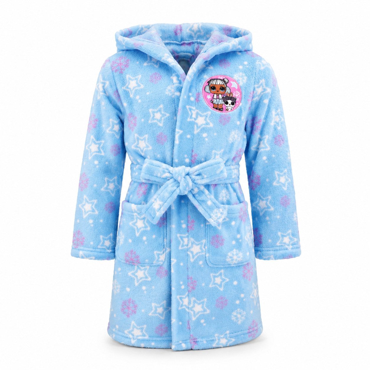 L.O.L. SURPRISE! Kinderbademantel LOL Surprise Mädchen Kinder Fleece Bademantel, Polyester, Kapuze, Gürtel, Gr. 92 bis 128, Blau