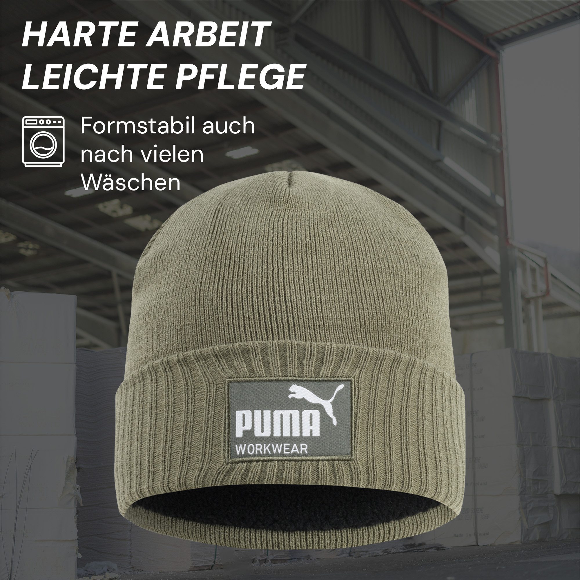 PUMA Workwear Beanie Mütze Herren Winter - Strickmütze mit Wärmepolsterung für die Ohren Atmungsaktive & Elastische Wintermütze Perfekt für Outdoor Aktivitäten – Bild 5 von 5