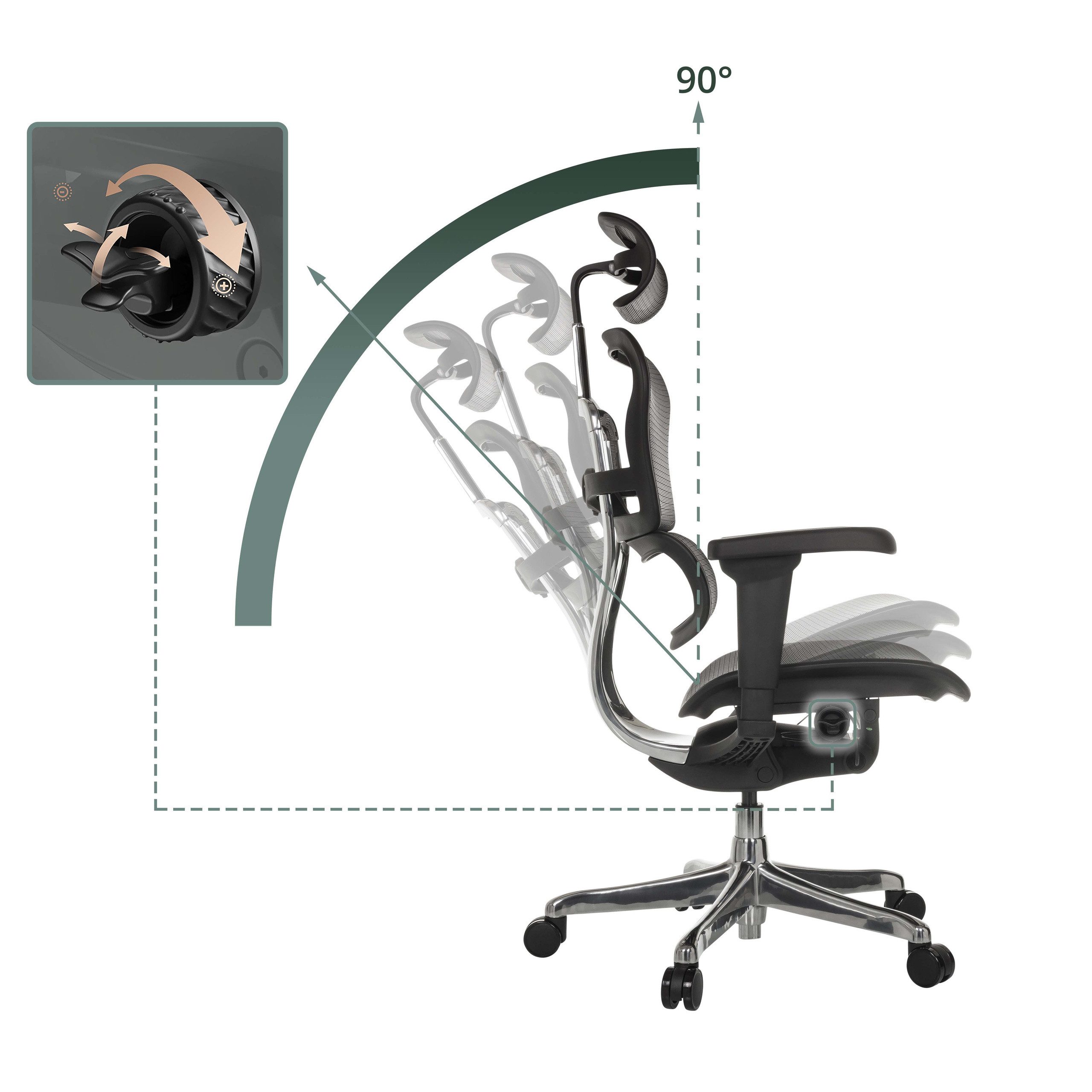 hjh OFFICE Drehstuhl Luxus Chefsessel Ergohuman Ultra Gen2 Netzstoff (1 St), Profi Bürostuhl Schreibtischstuhl ergonomisch