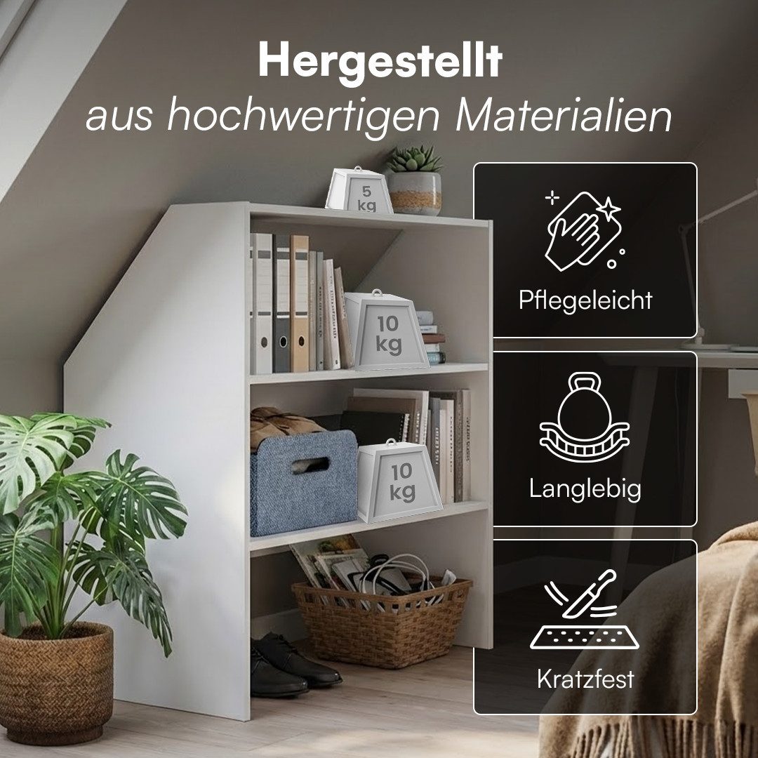 Bellamio Regal Aland Dachschrägenregal mit 45°-Winkel, Regal für Dachschrägen, Weiß, 90 cm breit, verfügbar mit & ohne Türen – Bild 4 von 5