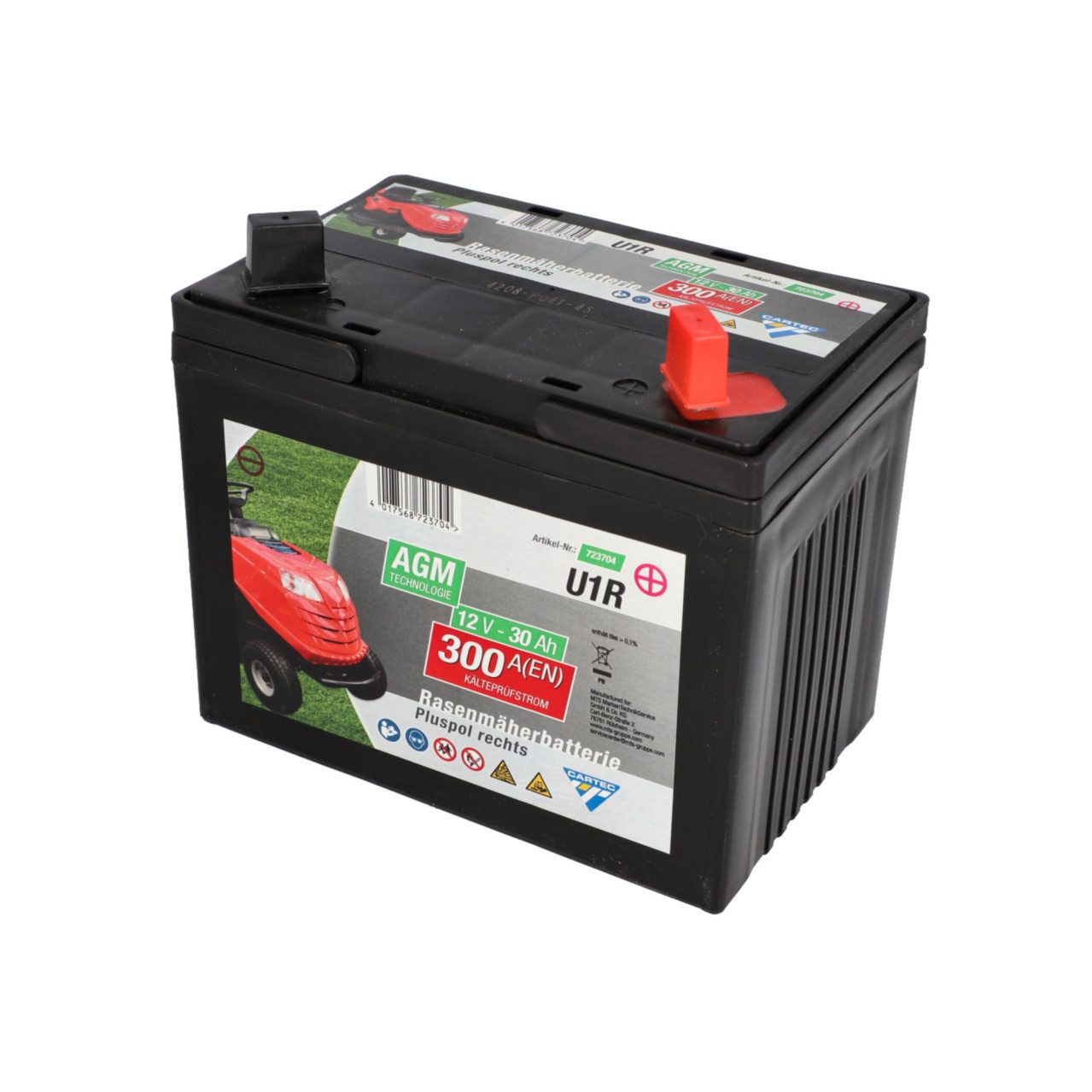 CARTEC Cartec Rasenmäherbatterie 30Ah/300A +rechts Bleiakkus