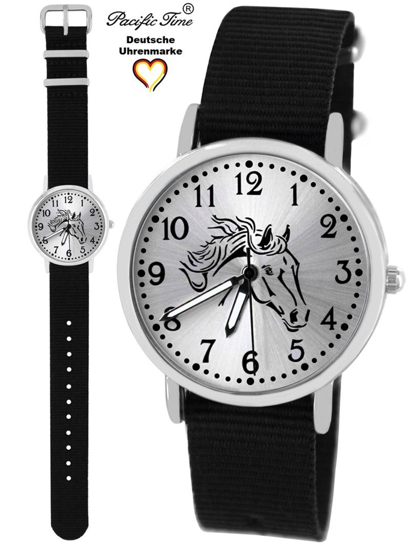Gratis Armbanduhr Mix Match Time Versand Design und Wechselarmband, Pferd - Pacific Quarzuhr schwarz Kinder