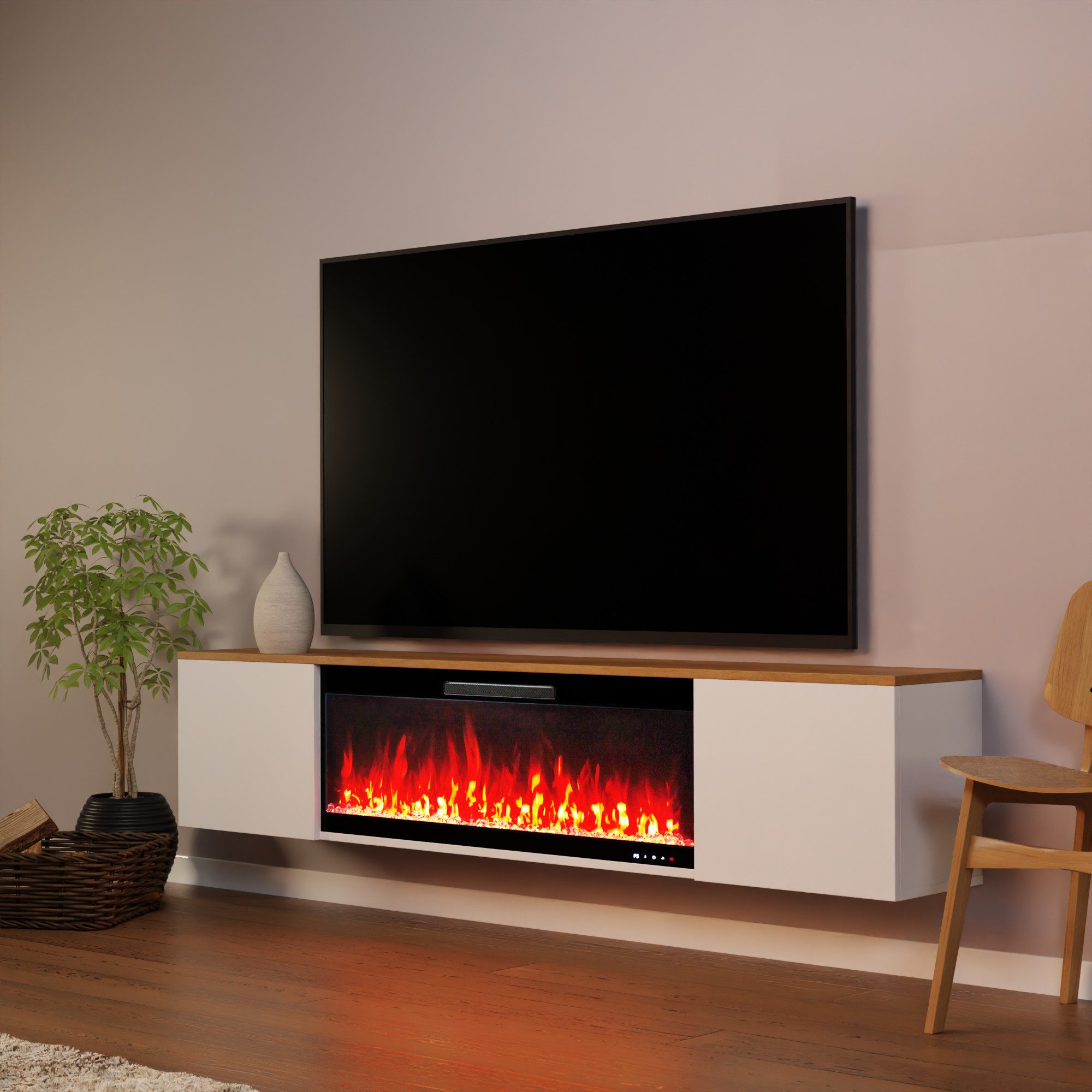 GLOW FIRE Elektrokamin Sideboard CW7 mit Core 106, täuschend echte Flamme mit Heizleistung bis 1500W & Knisterfunktion