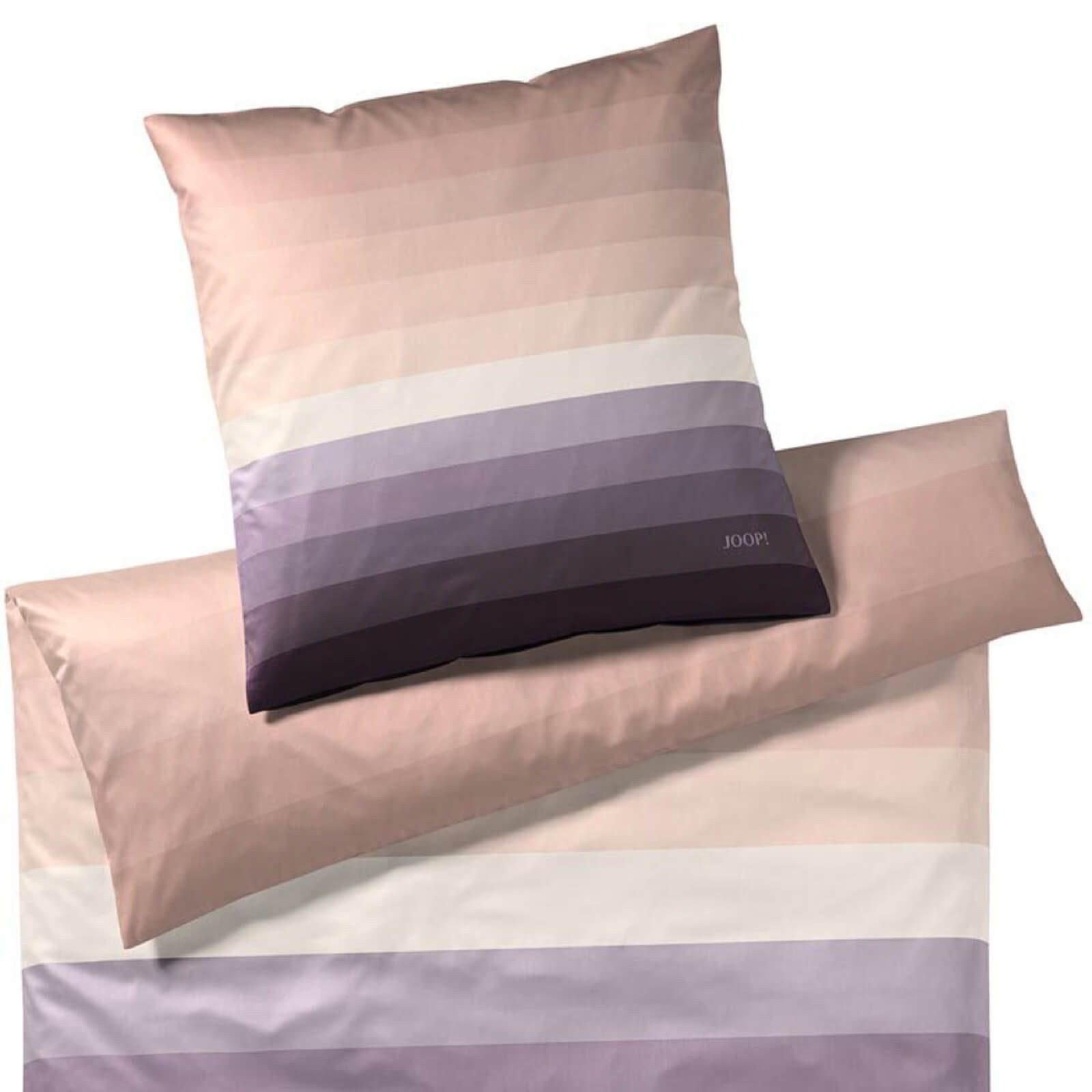 JOOP! Bettwäsche Horizon 4100 1 Powdered Berry, Mako-Satin, 2 teilig, Streifen, Gestreift, Linien, Balken