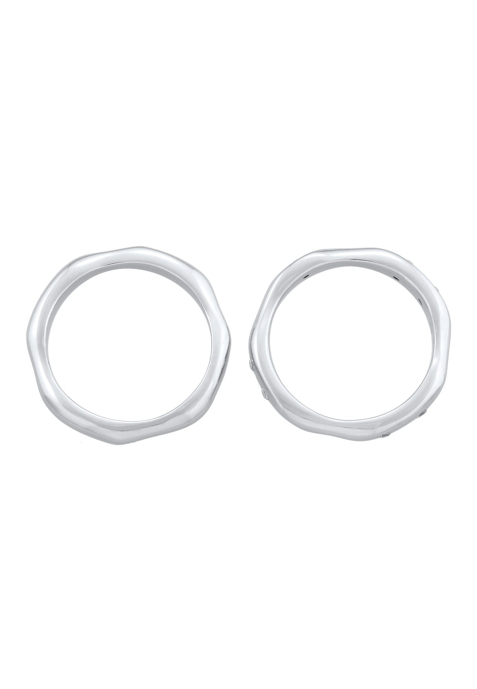 Elli Solitärring Zirkonia Stapelring Bandring Basic 2er Set 925 Ring