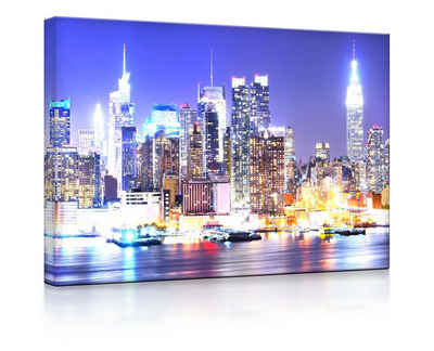 lightbox-multicolor LED-Bild New York City Skyline fully lighted / 60x40cm, Leuchtbild mit Fernbedienung