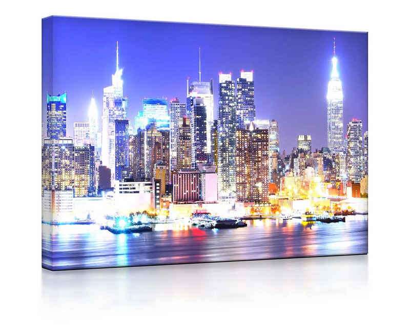 lightbox-multicolor LED-Bild New York City Skyline fully lighted / 100x70cm, Leuchtbild mit Fernbedienung