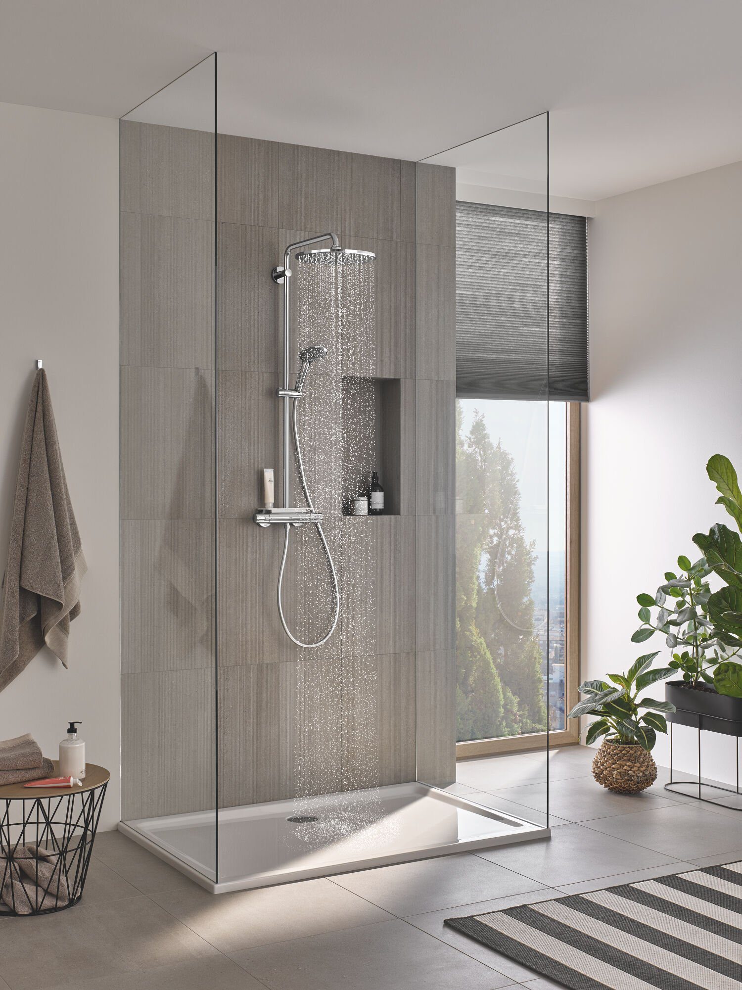 Chrom Mit Höhe 310, - Grohe QuickFix cm, Vitalio Thermostatbatterie Duschsystem Joy 111.6