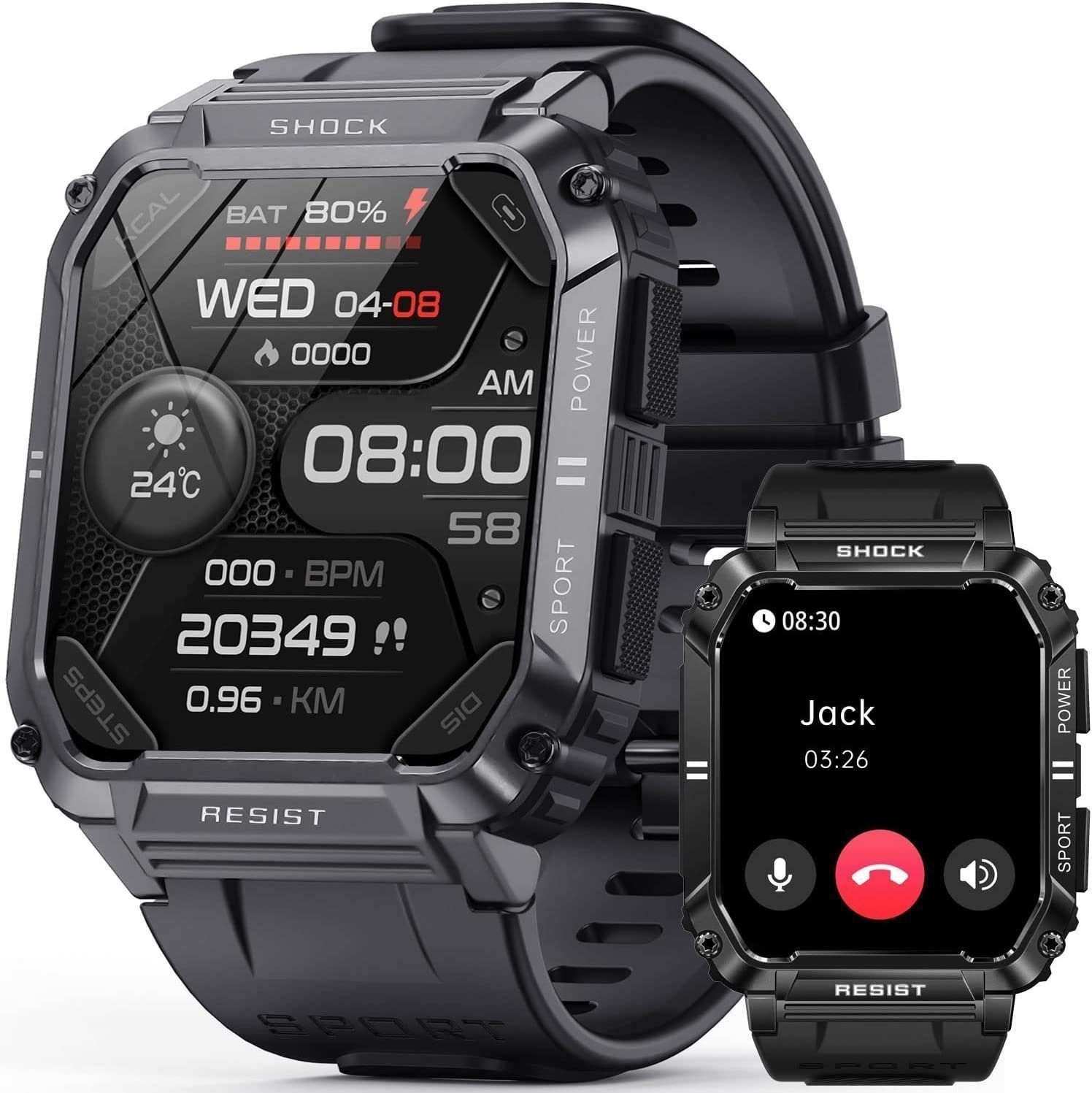 AOYATE Smartwatch, Fitness Tracker Uhr, Damen Herren Smartwatch (Fitnessuhr mit Telefonfunktion 1,95