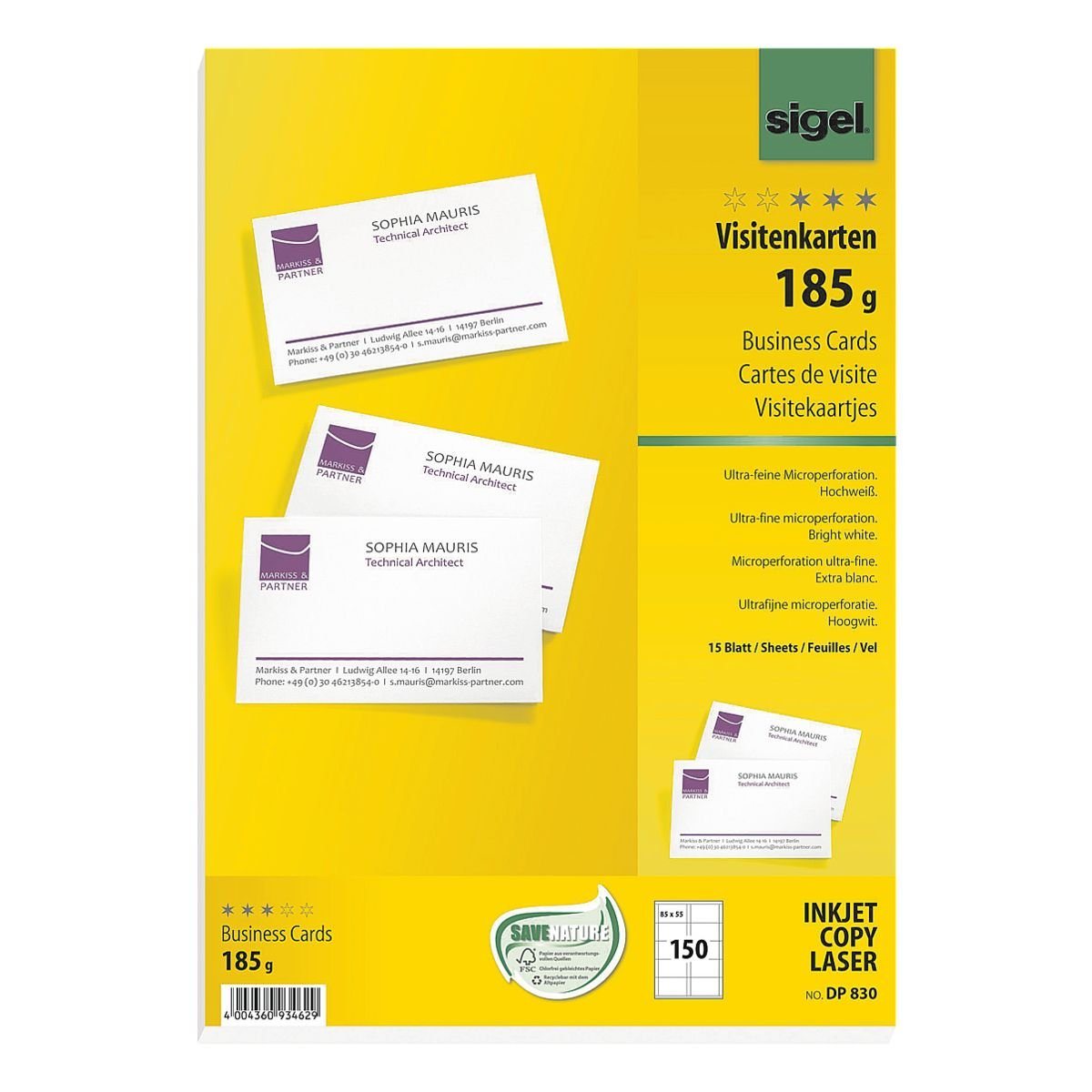Visitenkarten DP830 Visitenkarten DP830