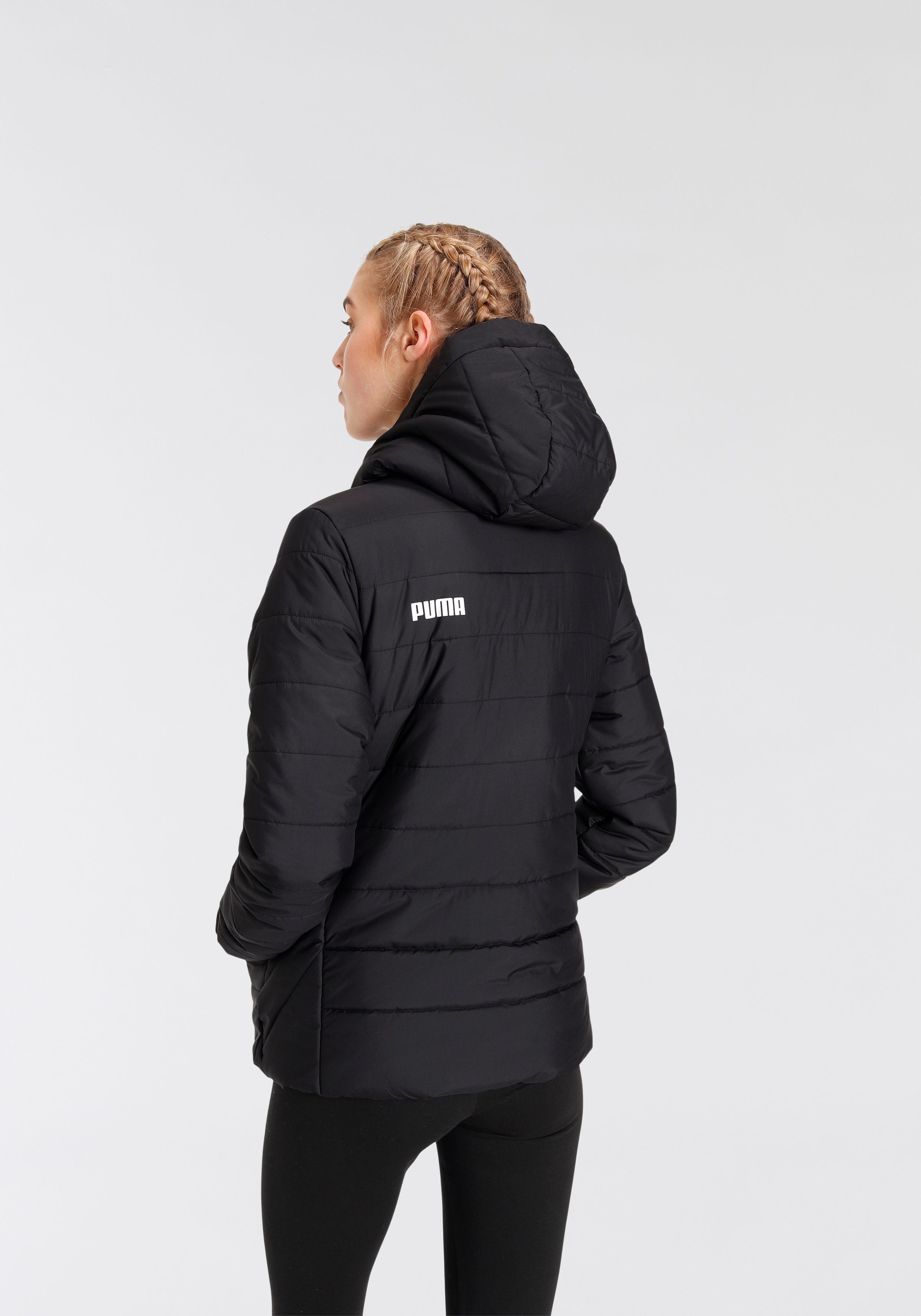 [Neueste Mode] PUMA Winterjacke ESS HOODED PADDED und JACKET, mit Seitliche Nahttaschen Fleecefutter Reißverschluss