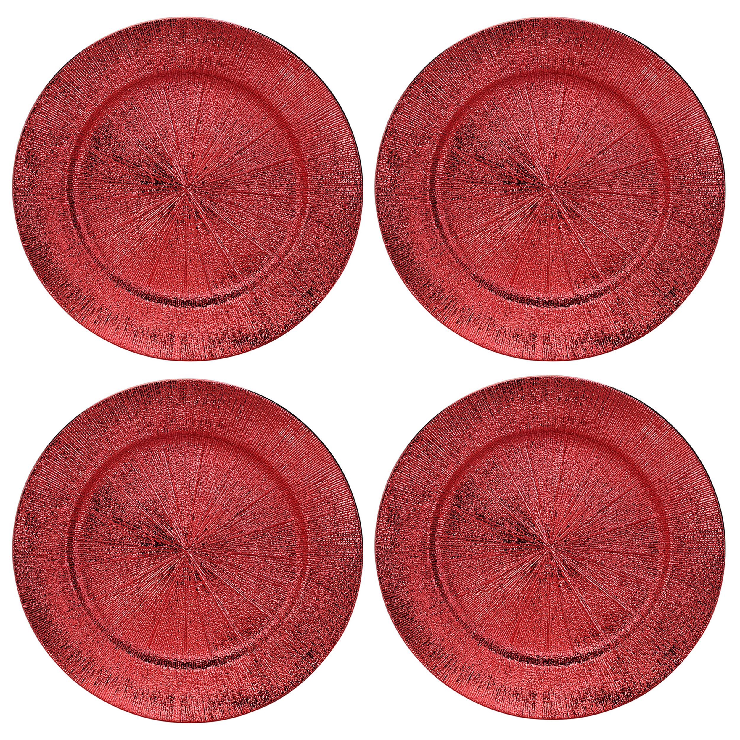 Annastore Platzteller 4 x Platzteller wiederverwendbar - Dekoteller aus Kunststoff, Ø 33 cm - In herrlich schimmernder Optik