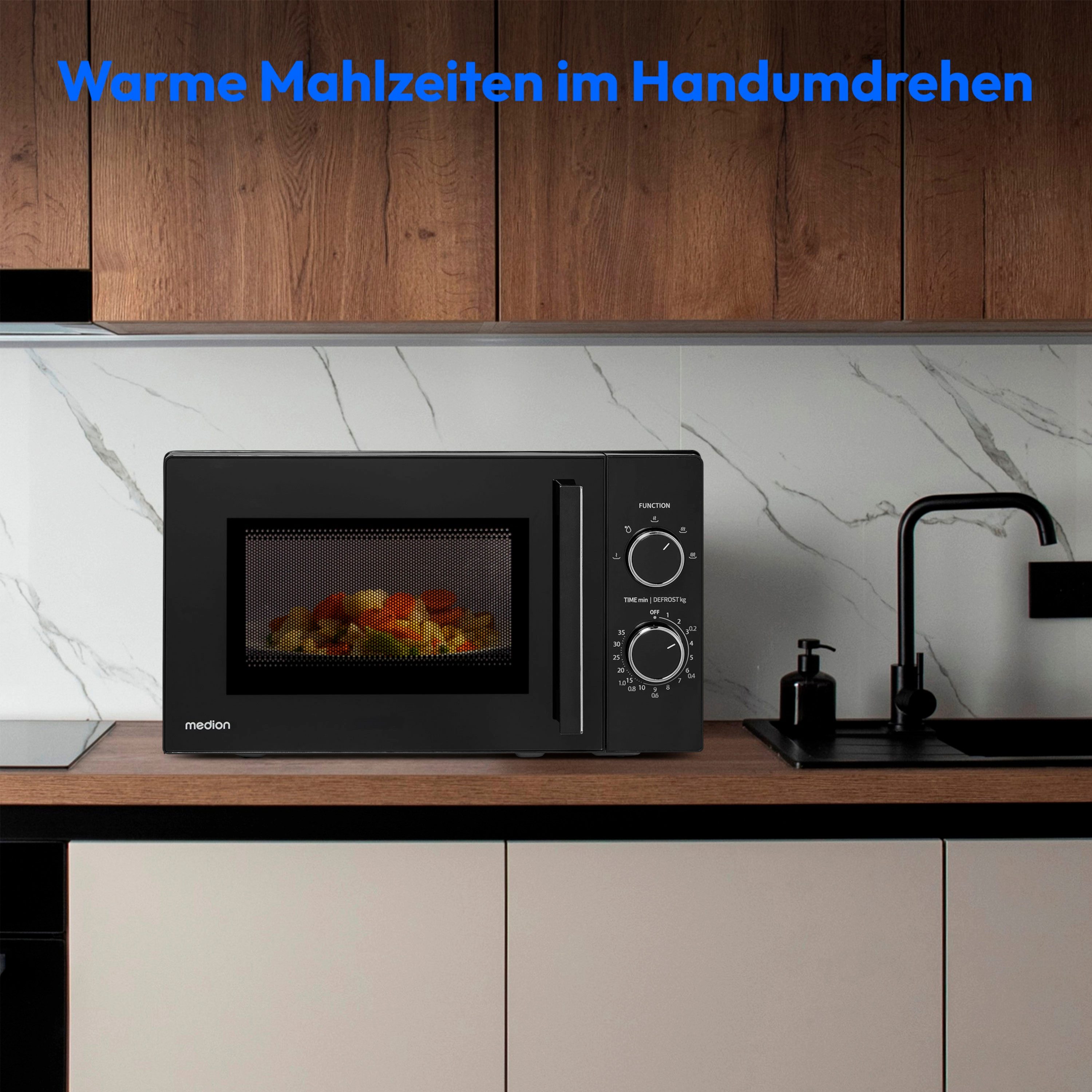 Medion® Mikrowelle MD12011, Mikrowelle, 20 l, 800 Watt, 5 Mikrowellenstufen, kompakt