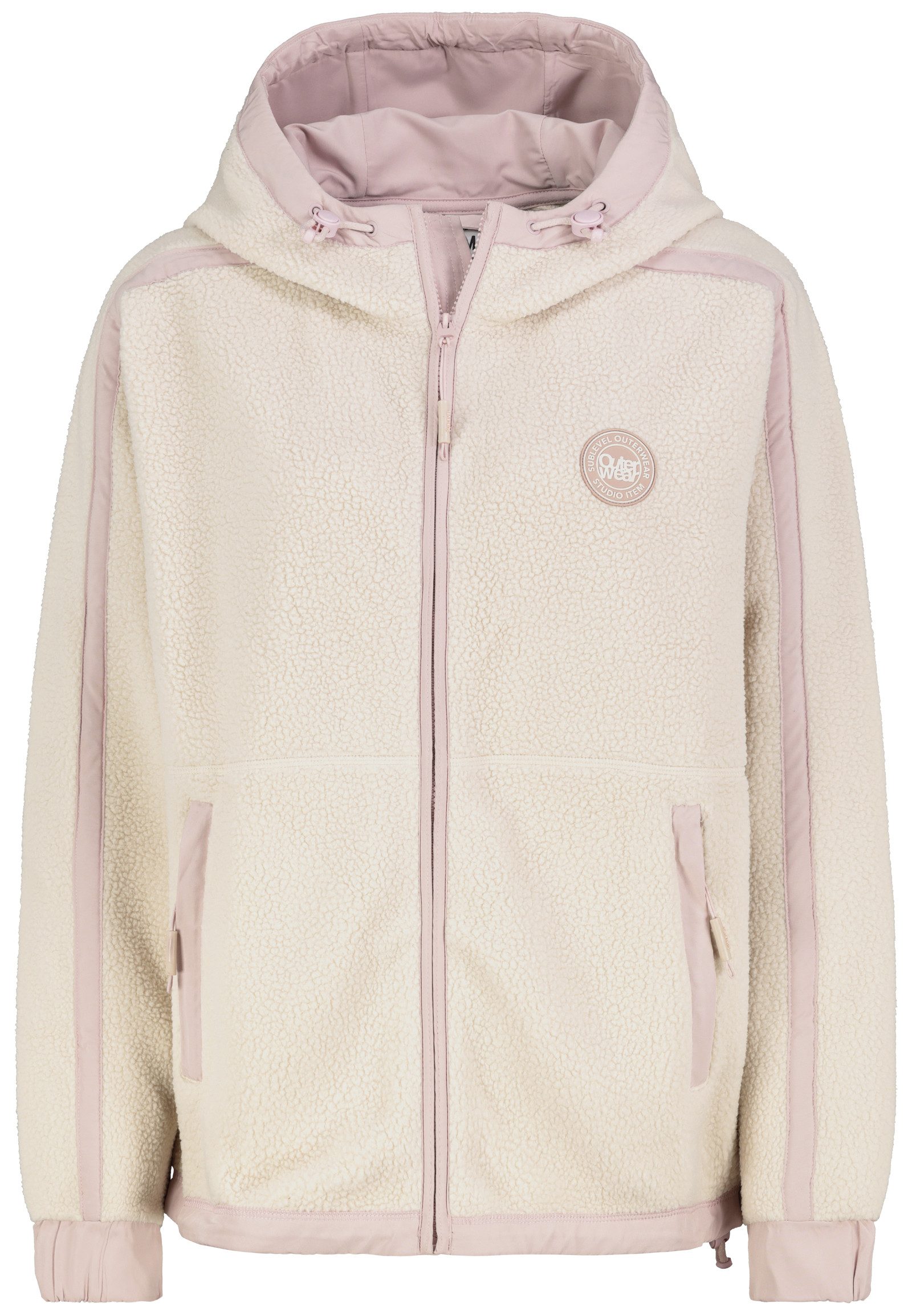 SUBLEVEL Fleecejacke Damen Teddyfleece Kuschelig Übergangsjacke Jacke Outdoor Jacke Stehkragen, Kapuze, flauschig, kuschelig, warm, Outdoor