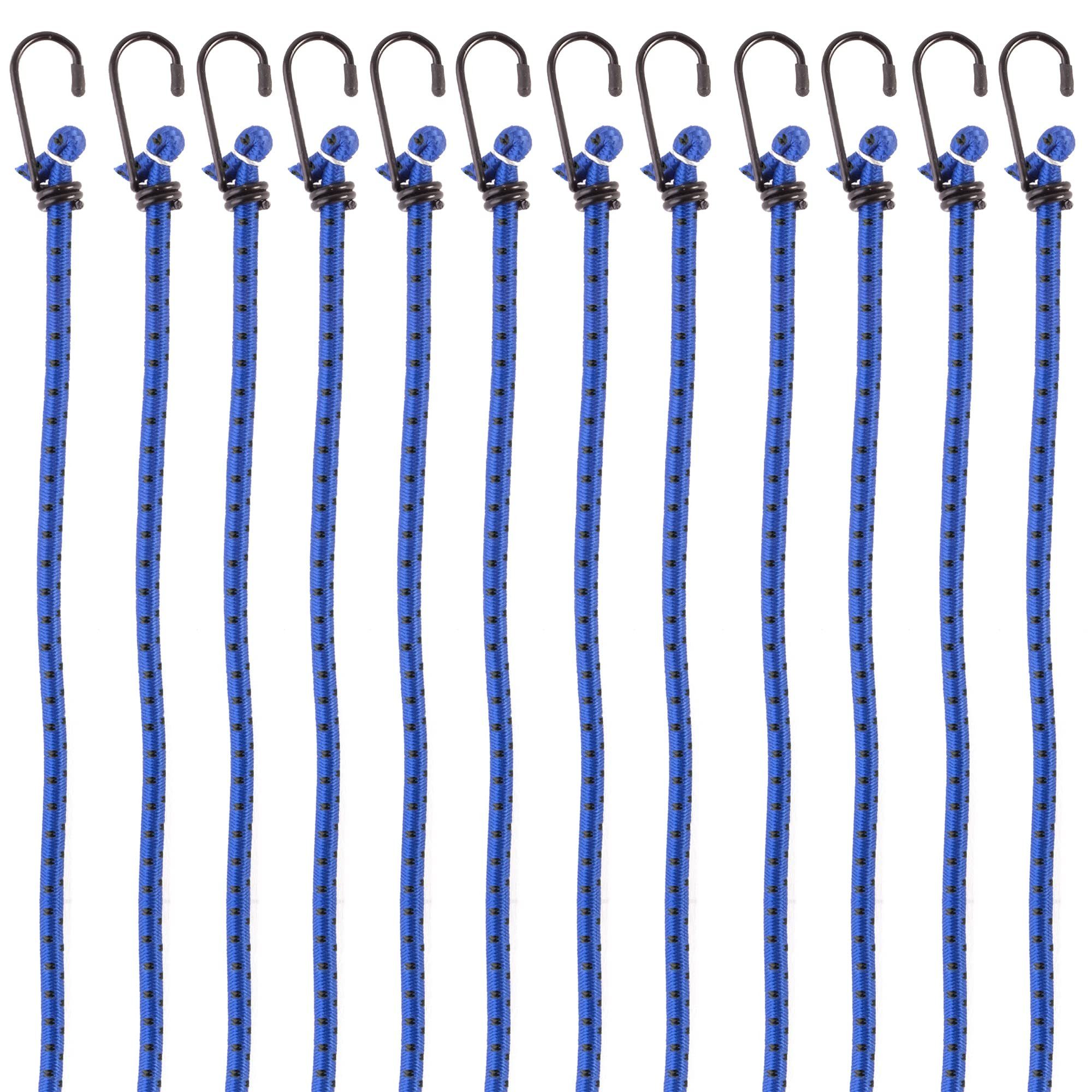 PRETEX Spanngurt 12erSet Gepäckspanner Länge, mit blau mit Pack 88 Gepäcksgurte Haken, 12er Haken, 88 cm cm, blau