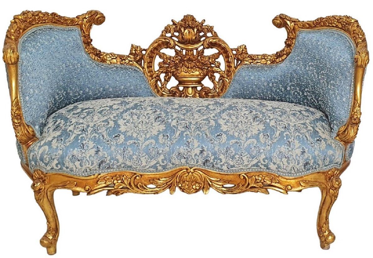 Casa Möbel - Sofa im Wohnzimmer - - Möbel Hellblau Sofa Einrichtung Casa Gold Barock / Padrino Prunkvolles Barock Wohnzimmer Sofa Padrino Barock Barockstil - im Barockstil