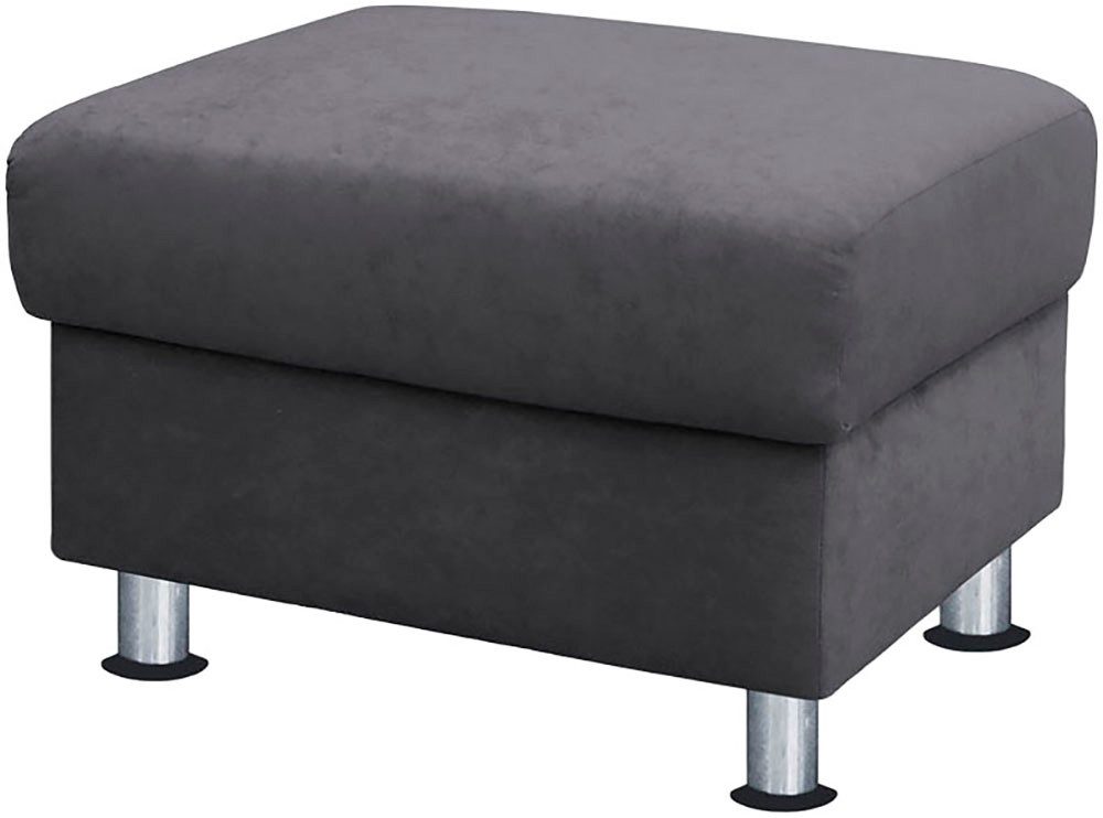 TRENDMANUFAKTUR Hocker Rondo, Polsterhocker zur Serie, Breite 67 cm, Füße chromfarben, Fußhocker wahlweise mit Federkern, in verschiedenen Bezügen bestellbar