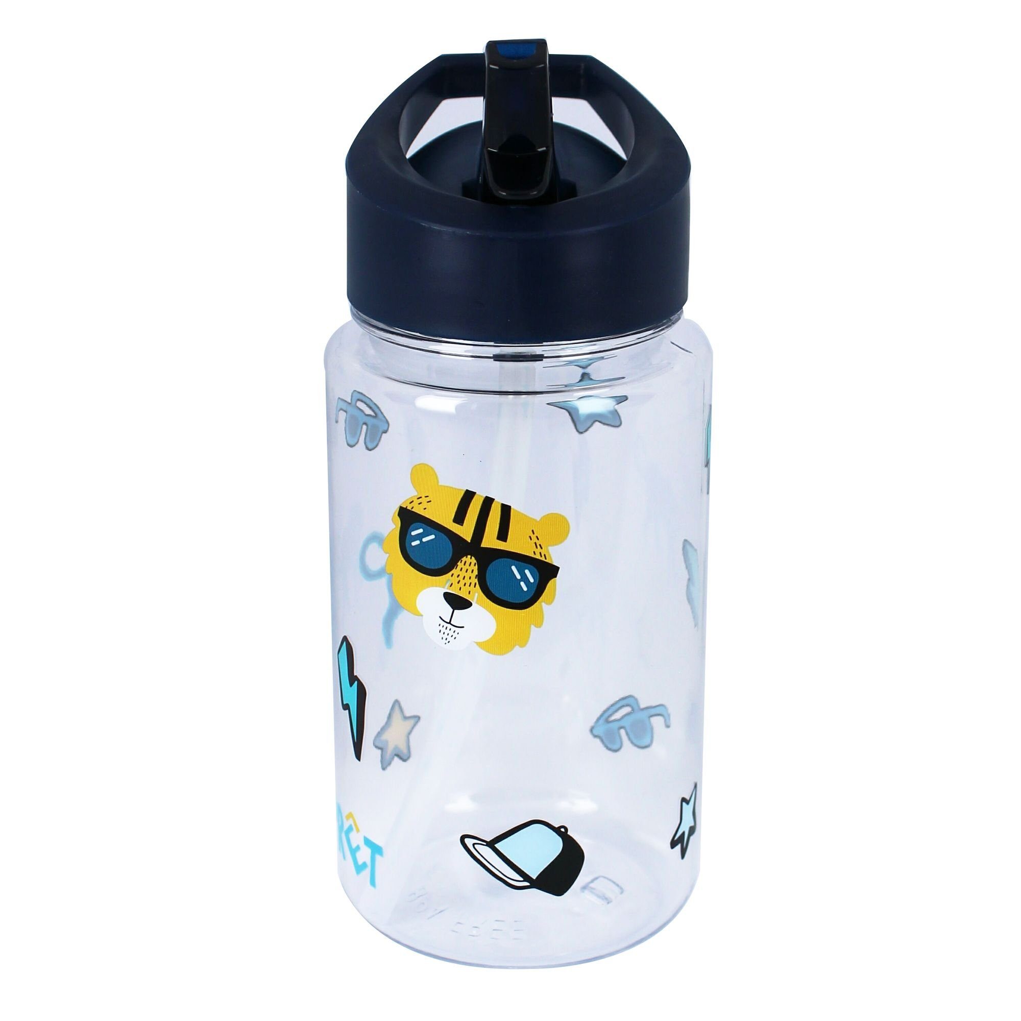 Vadobag Trinkflasche Für kalte Getränke - Eat Drink Repeat Tiger, 450 ml, BPA-Frei, Navy | Trinkflaschen