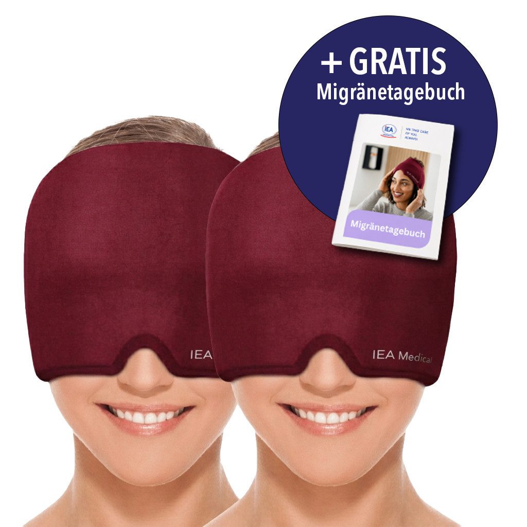 IEA Medical Schlafmaske mit 360°-Kühl-/Wärmegel - auch als Migränemaske inkl. Migränetagebuch, 2-tlg., Gelpads vorne & hinten, abdunkelnd, Schlupfform ohne Verschluss