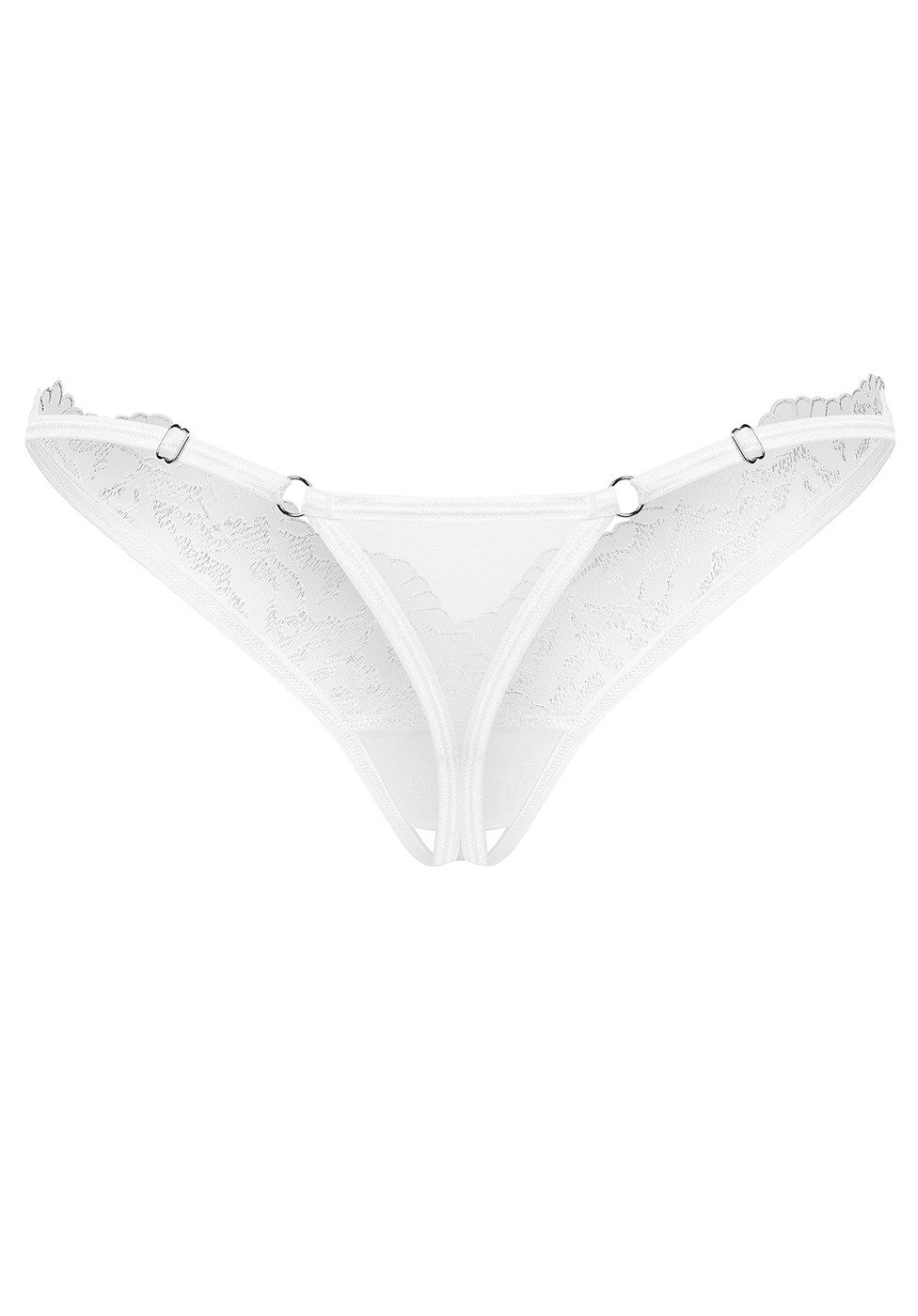 Obsessive String Arrowel Ouvert-String mit zarter Spitze - weiß (1-St) auffälliges Vorderteil und verstellbare Bänder
