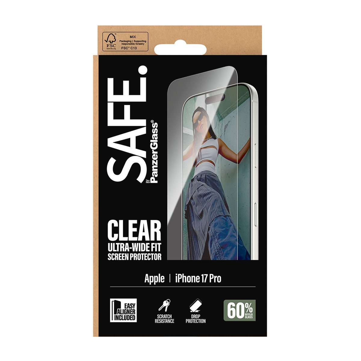 SAFE by PanzerGlass Displayschutzglas Ultra-Wide Fit Screen Protector für Apple iPhone 17 Pro, Displayschutzfolie, Schutzfolie, Bildschirmschutz, kratz- & stoßf – Bild 5 von 5