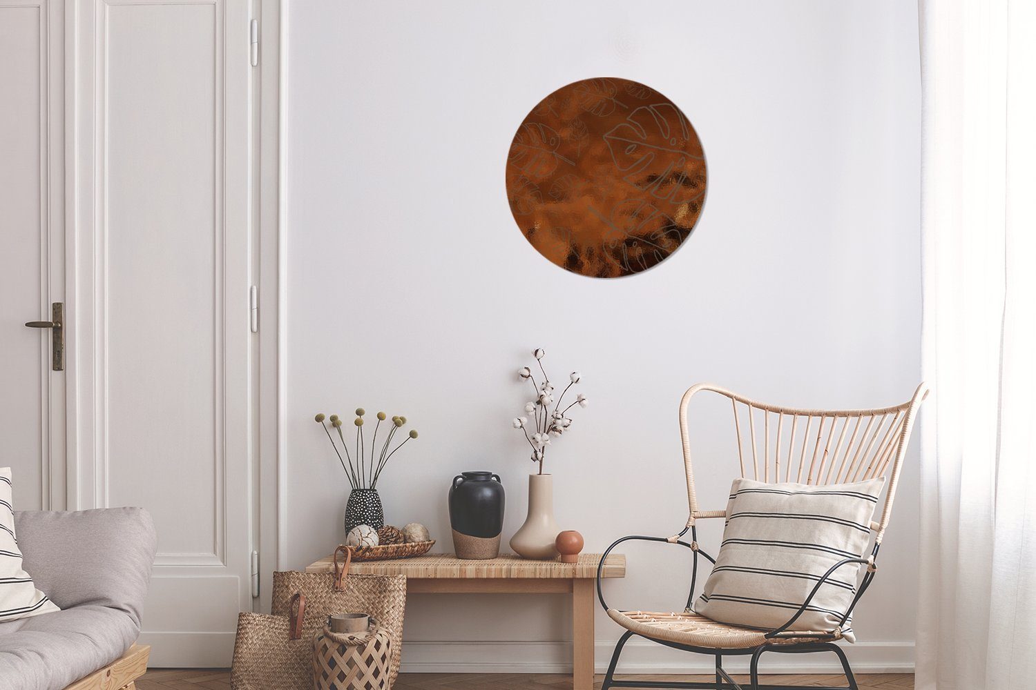 St), Wohnzimmer, 30x30 Blatt Kreis Forex, (1 - Wanddekoration Rundes - Bronze, Muster Wandbild, Luxus Gemälde - cm MuchoWow