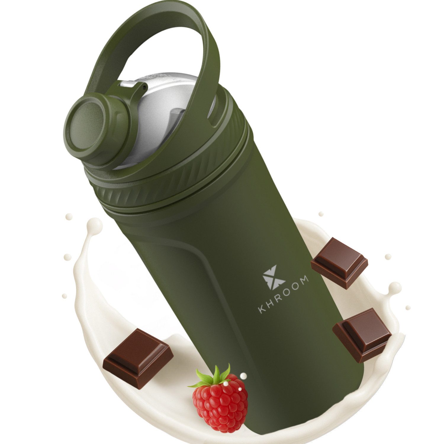 Khroom Protein Shaker aus Edelstahl mit Thermofunktion, 700ml, Fitness Eiweiß Shaker, (12h kalt/warm, spülmaschinenfest), Thermofunktion
