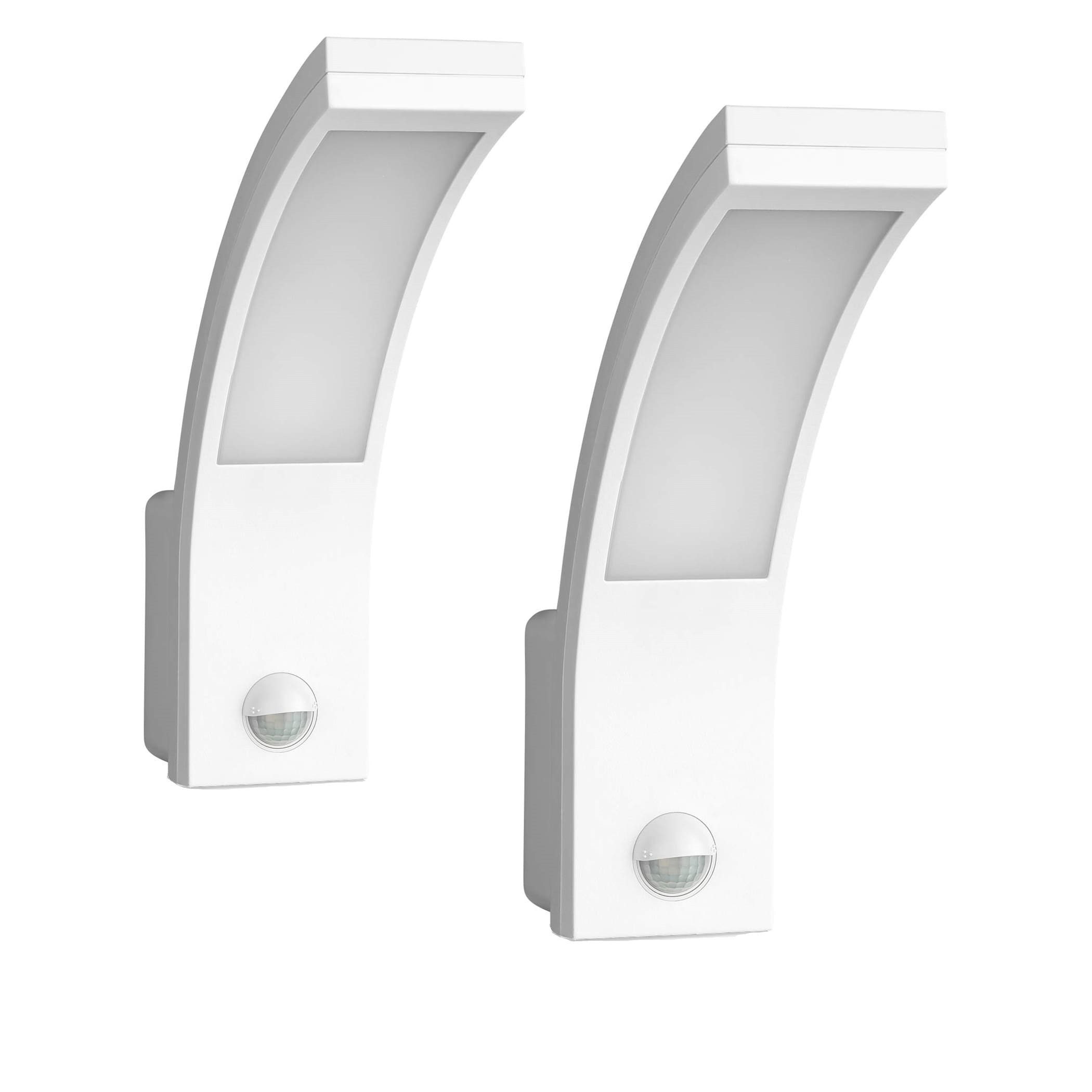 SEBSON Außen-Wandleuchte 2x LED Außenleuchte Bewegungsmelder 9m/140° IP65, 15W 1000lm kaltweiß, Kaltweiß, Bewegungsmelder programmierbar