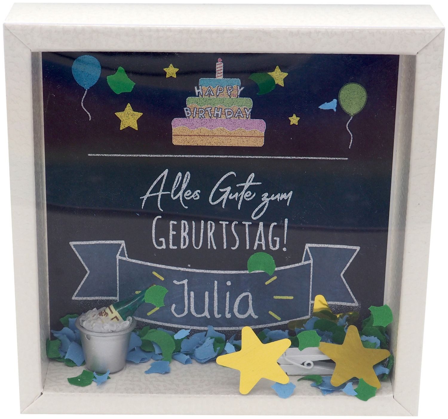ZauberDeko Geschenkbox Geldgeschenk Verpackung Geburtstag MIT NAME Happy Birthday Sekt Party