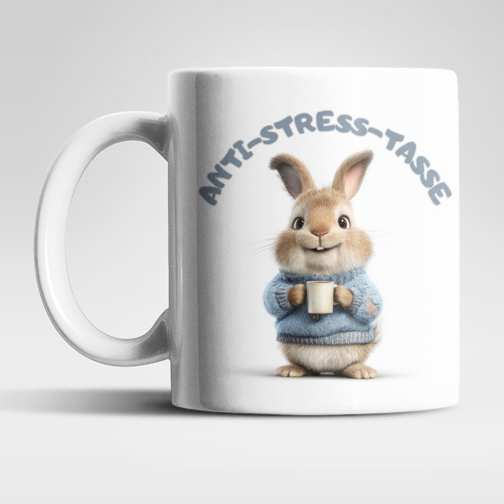 WS-Trend Tasse Anti Stress Hase Häschen Kaffeetasse Teetasse Tasse Geschenkidee, Keraik