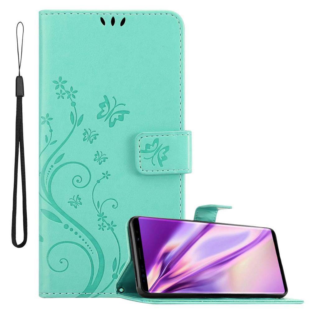 Cadorabo Handyhülle für Samsung Galaxy NOTE 9 Hülle Samsung Galaxy NOTE 9, Hülle Schutzhülle Blumen Flower mit Standfunktion Kartenfach Magnet