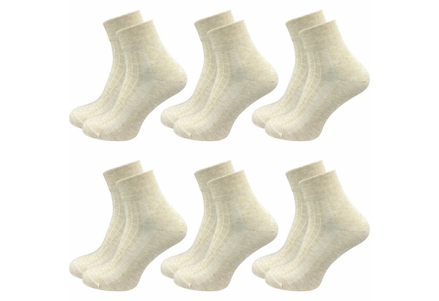 GAWILO Diabetikersocken für Damen ohne Gummibund & ohne Naht - kurze Socke (6 Paar) Breiter Piquet-Strick am Komfortbund, Venensocke aus weicher Baumwolle