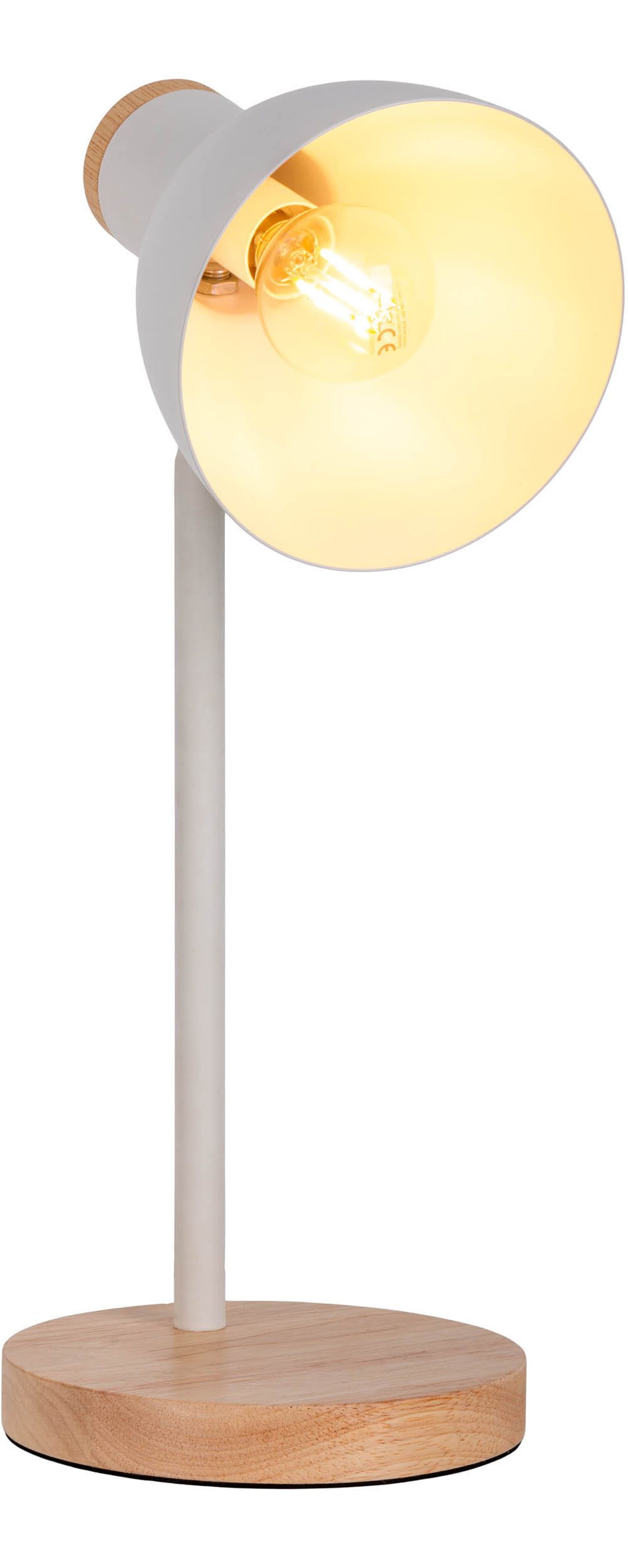 näve Schreibtischlampe Marie, ohne Leuchtmittel, Fuß und Schirm z.T. aus Holz, Schirm flexibel beweglich, E14 – Bild 5 von 5
