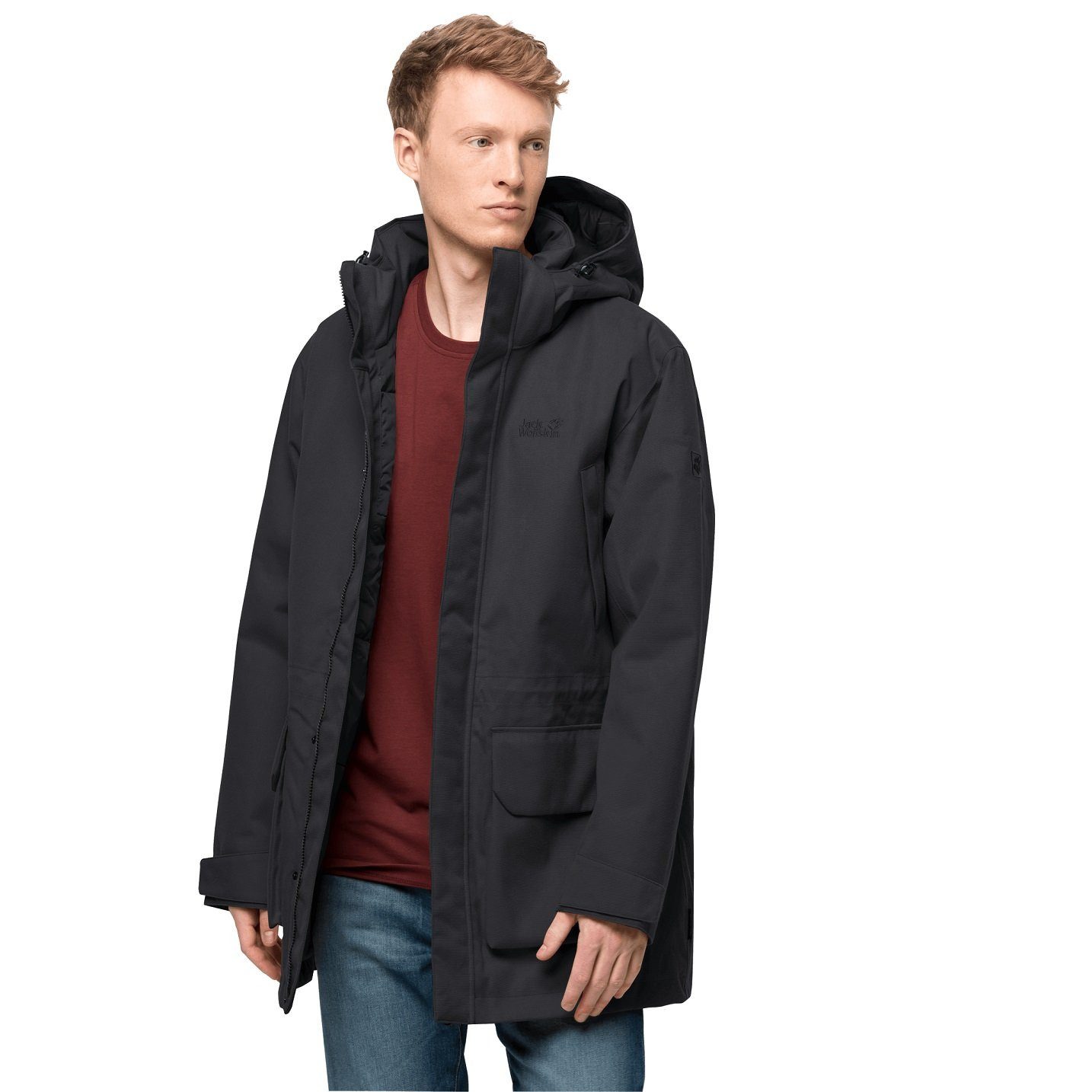 Jack Wolfskin Parka Fierce Wind (wasser- und winddicht, aus recycelte Materialien) schwarz