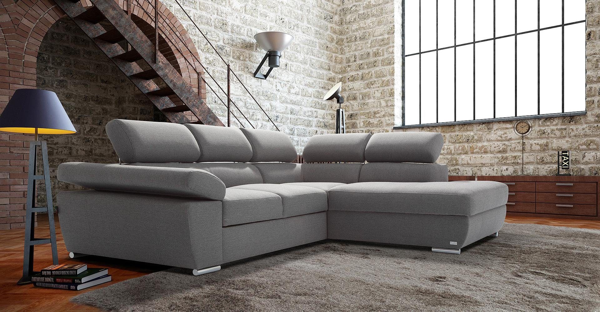 JVmoebel Ecksofa Bettkasten Bettfunktion Ecksofa Stoff L-Form Couch, Made in Europe