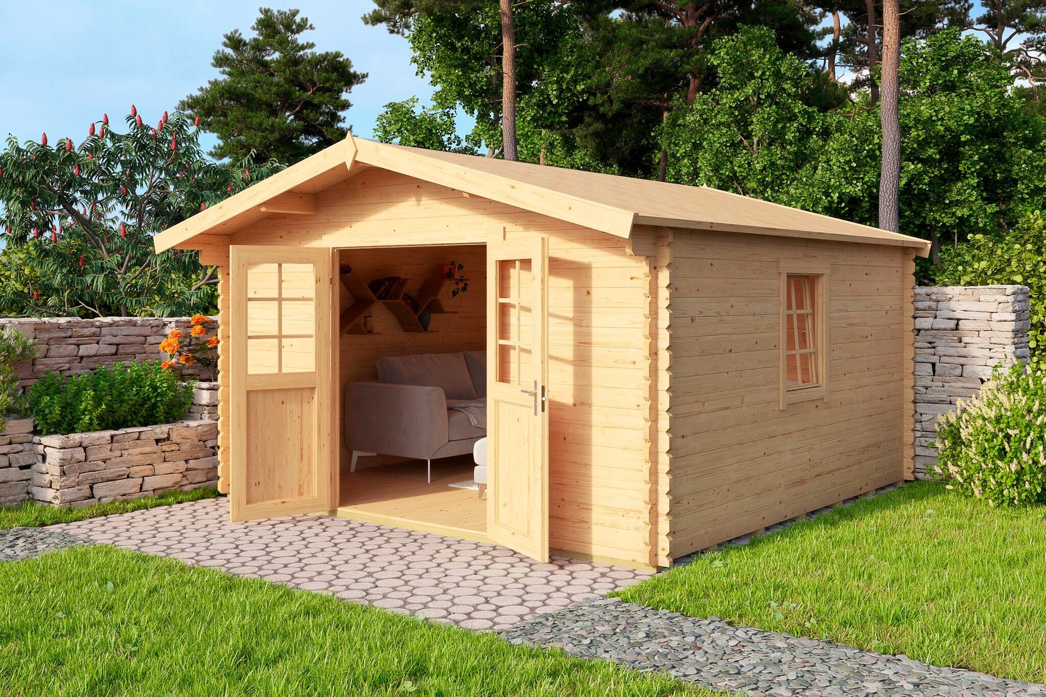 NORDIC HOLZ Gartenhaus »Nienstedten 1«, BxT 405x338 cm, inkl. Fußboden