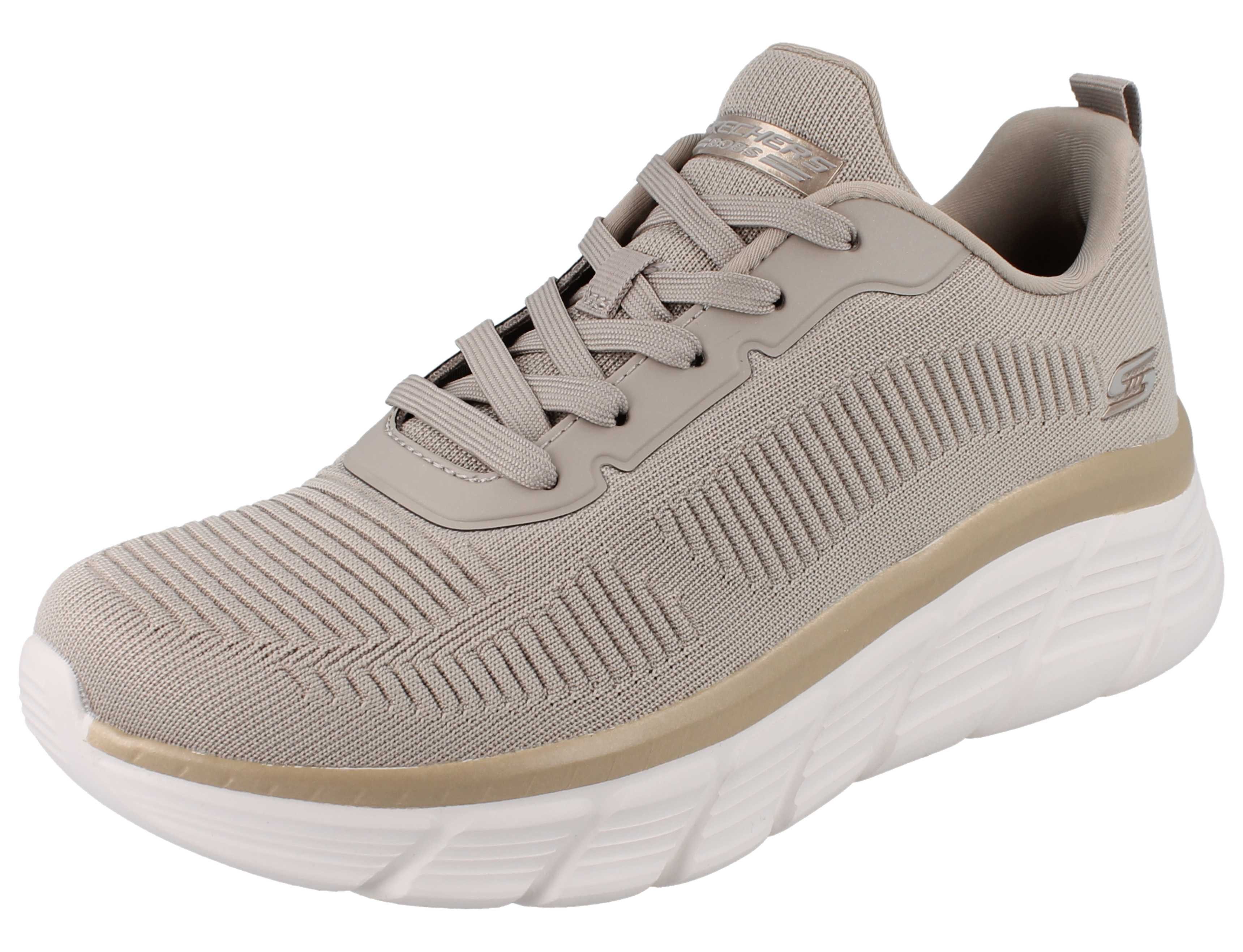 Skechers SKECHERS Bobs Flex Flying Damen Sneaker beige gold Textil vegan - Slipper Atmungsaktiv