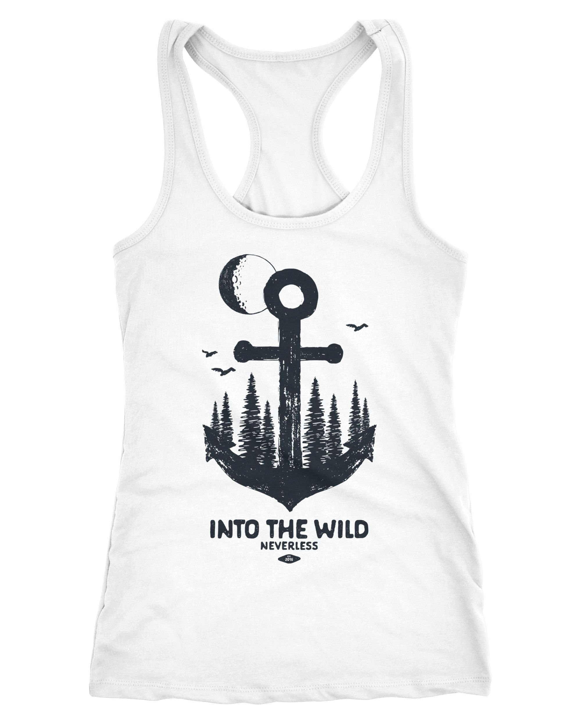 Neverless Tanktop Damen Tank-Top Anker Wald Mond Vögel Adventure Vintage Tree Anchor