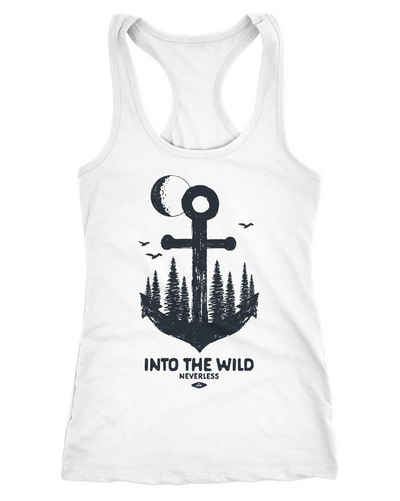 Neverless Tanktop Damen Tank-Top Anker Wald Mond Vögel Adventure Vintage Tree Anchor Racerback Neverless®