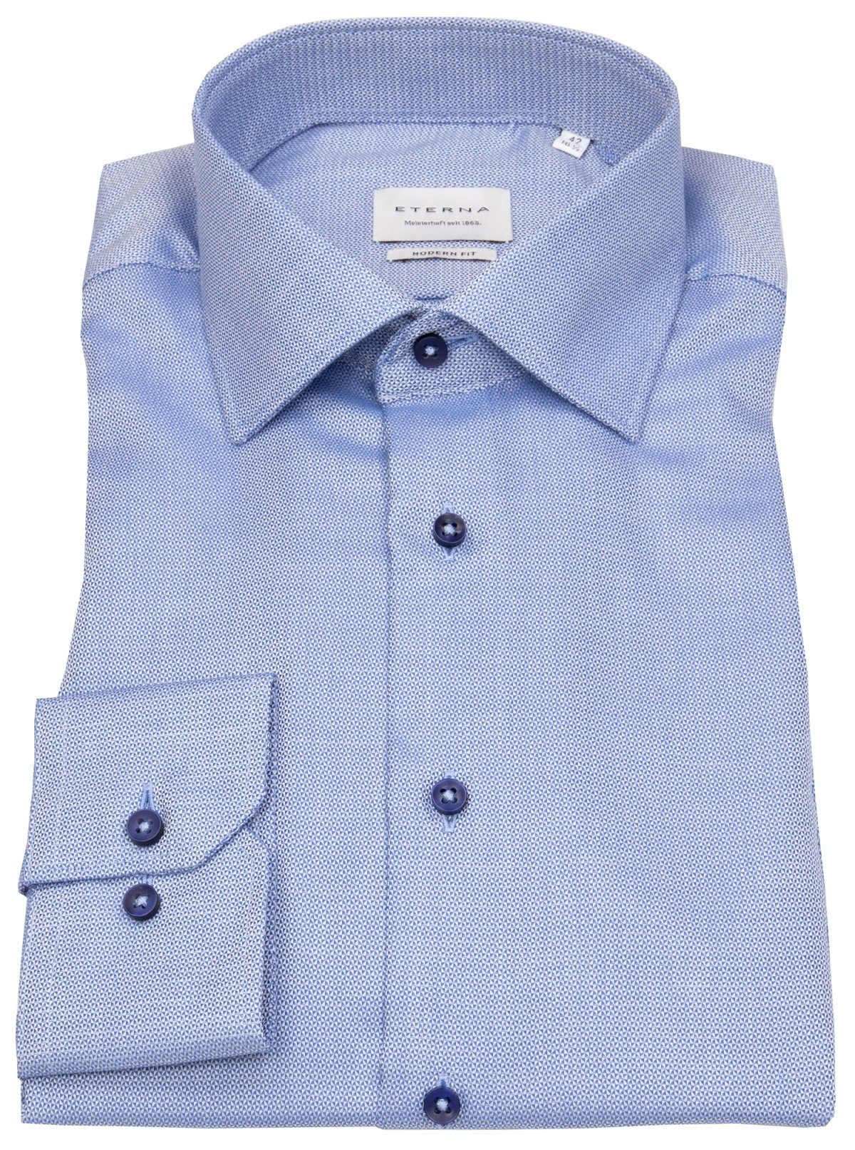 Eterna Businesshemd Modern Fit leicht tailliert bügelfrei Kentkragen 14 blau | Klassische Hemden