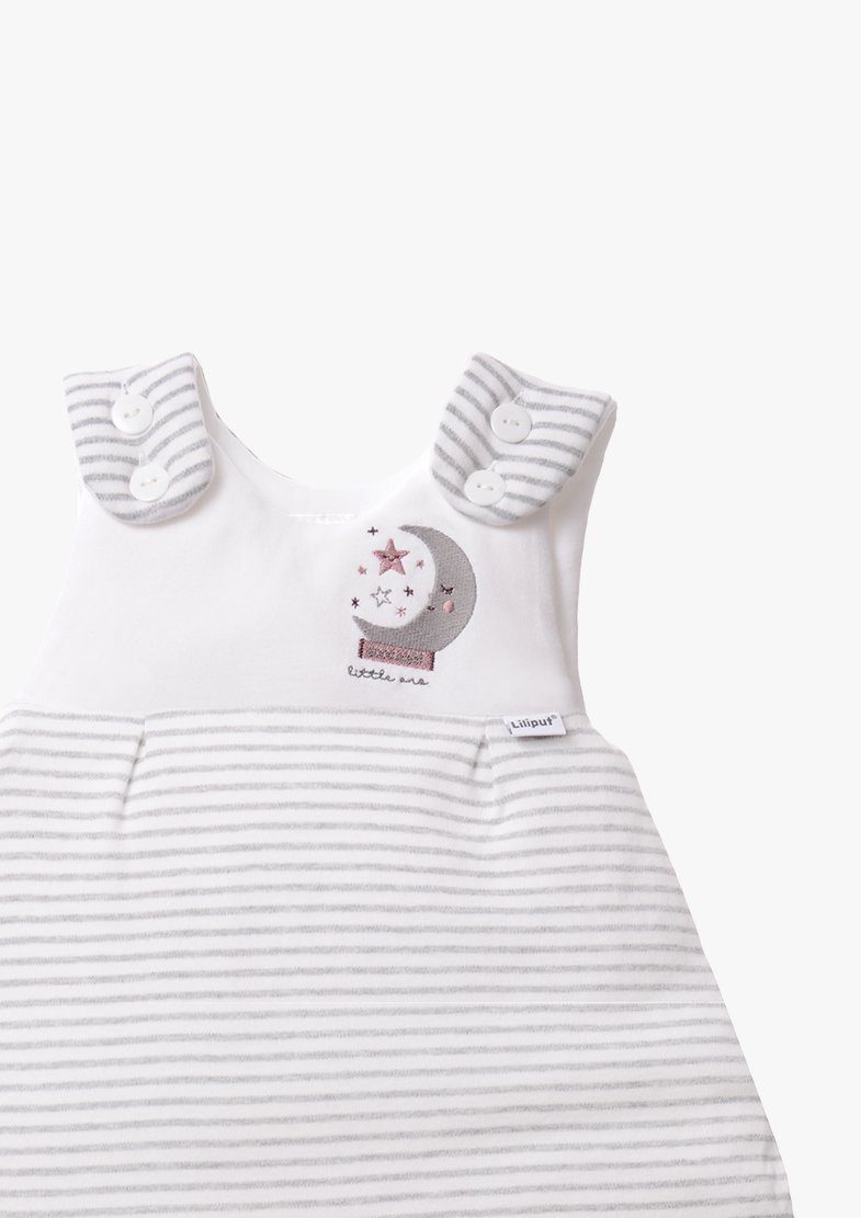 Streifendesign Liliput im Babyschlafsack, grau-weiß